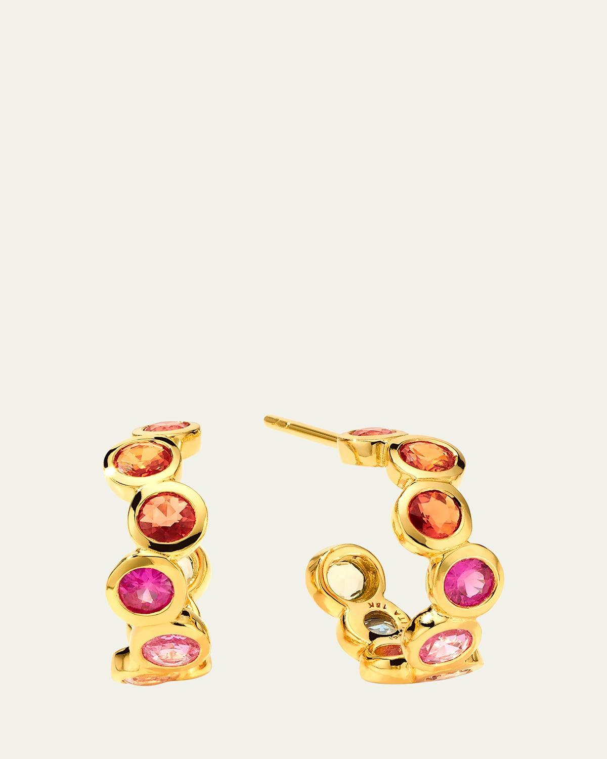 18K Starlet Huggie Earrings with Rainbow Sapphires Product Image