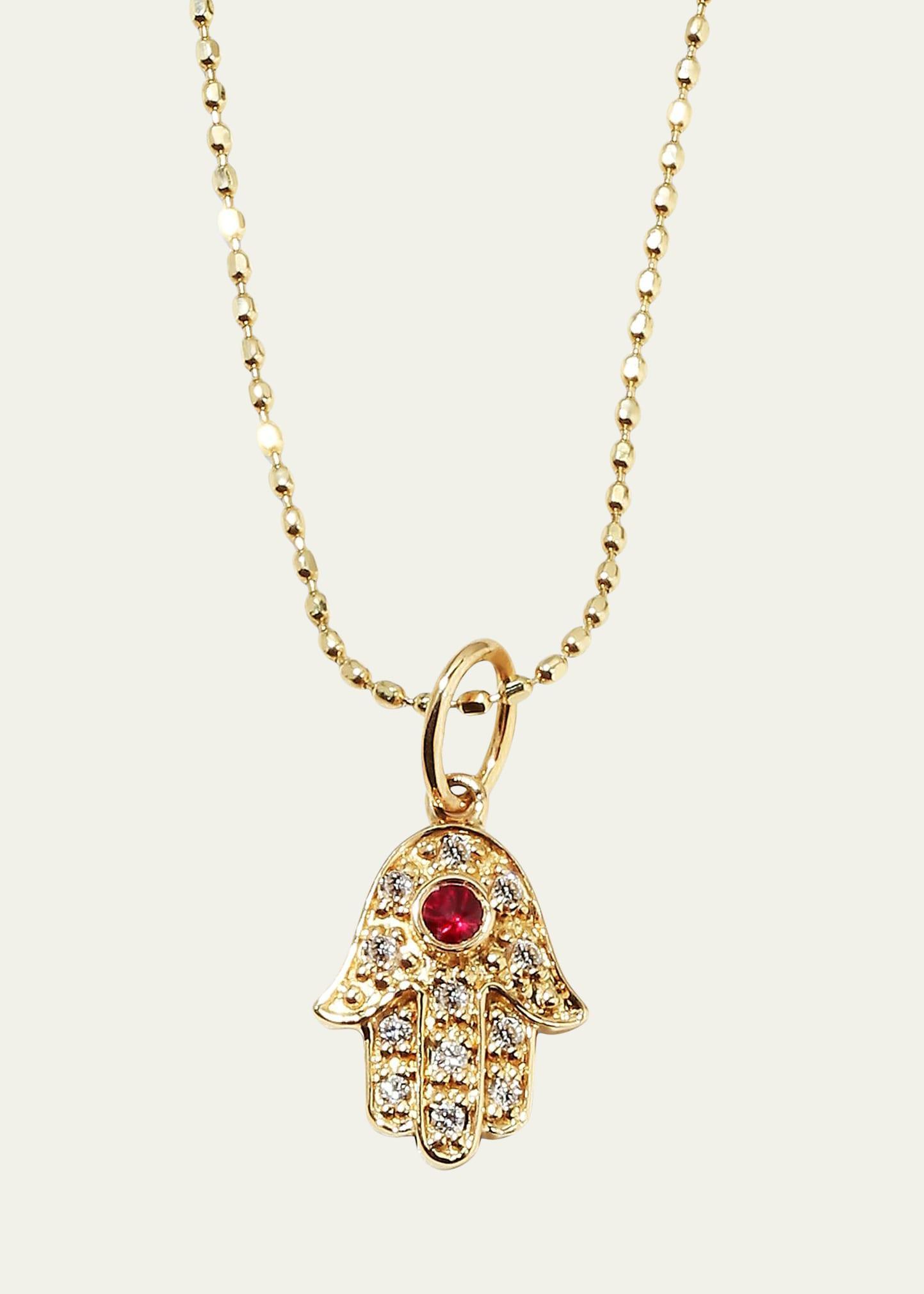 14k Gold Diamond Hamsa Pendant Necklace Product Image