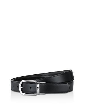 Montblanc Mens Shiny Palladium-Coated Reversible Leather Belt Product Image