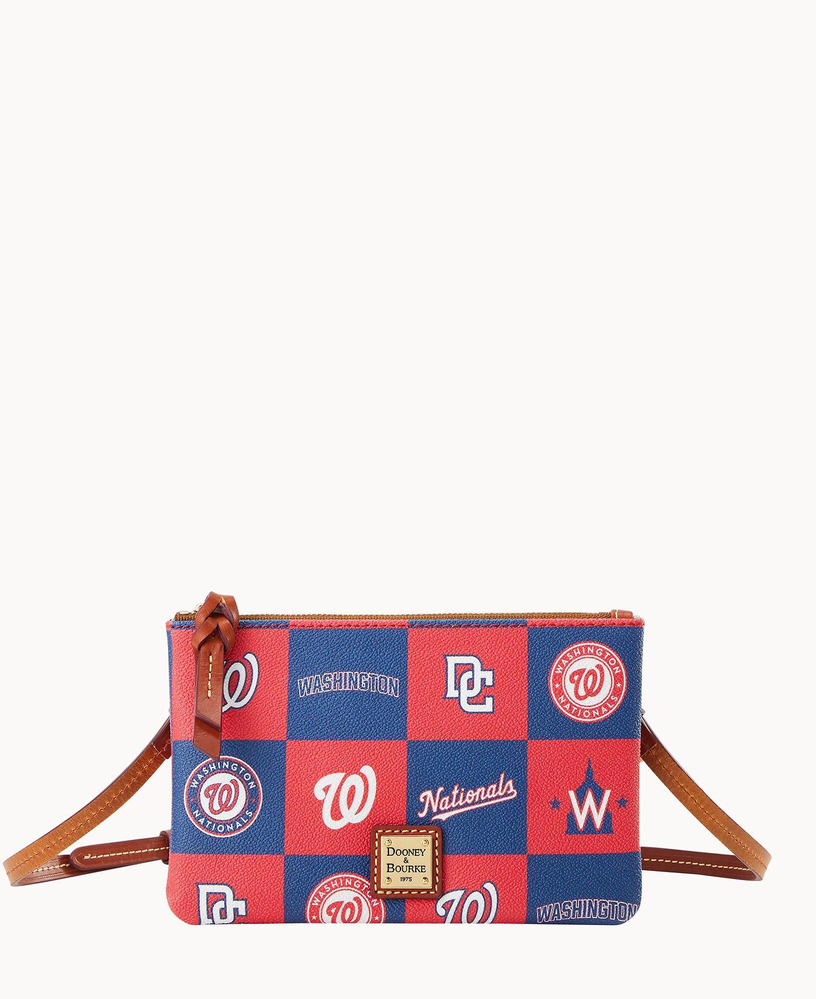 Dooney & Bourke Womens MLB Nationals Top Zip Crossbody Coated Cotton Shoulder Bag in Red Product Image