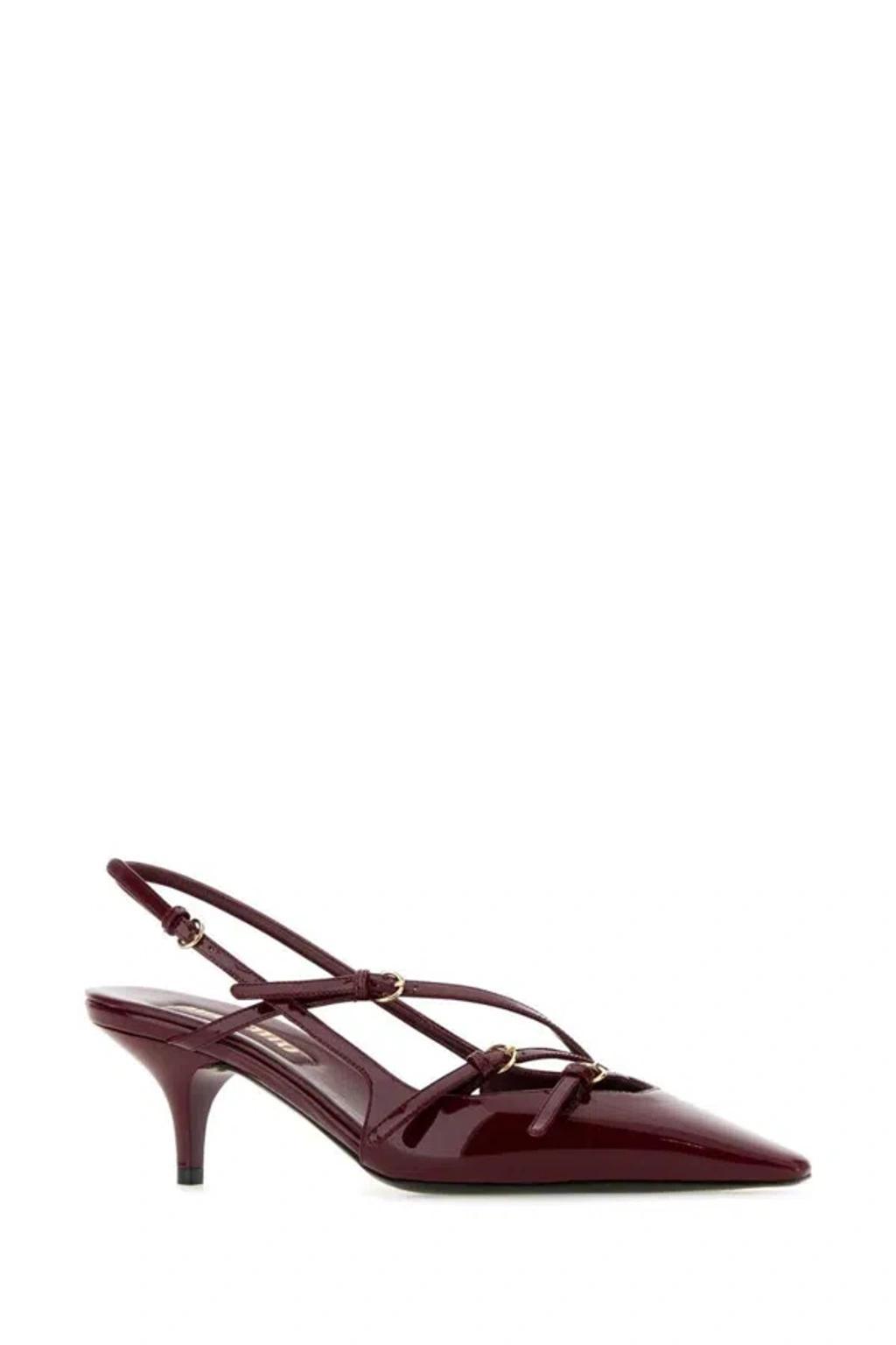 MIU MIU Slingback Deep Purple In Patent Leather With Buckles Women In Burgundy Product Image