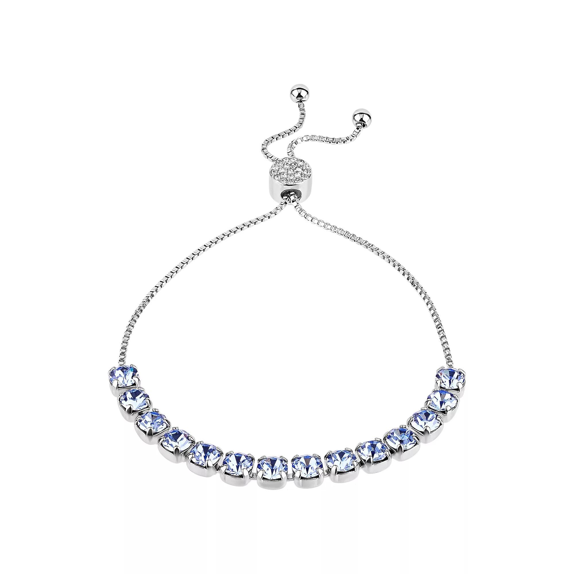 Brilliance Crystal Row Adjustable Bracelet, Women's, Size: 7/8", Light Blue Product Image