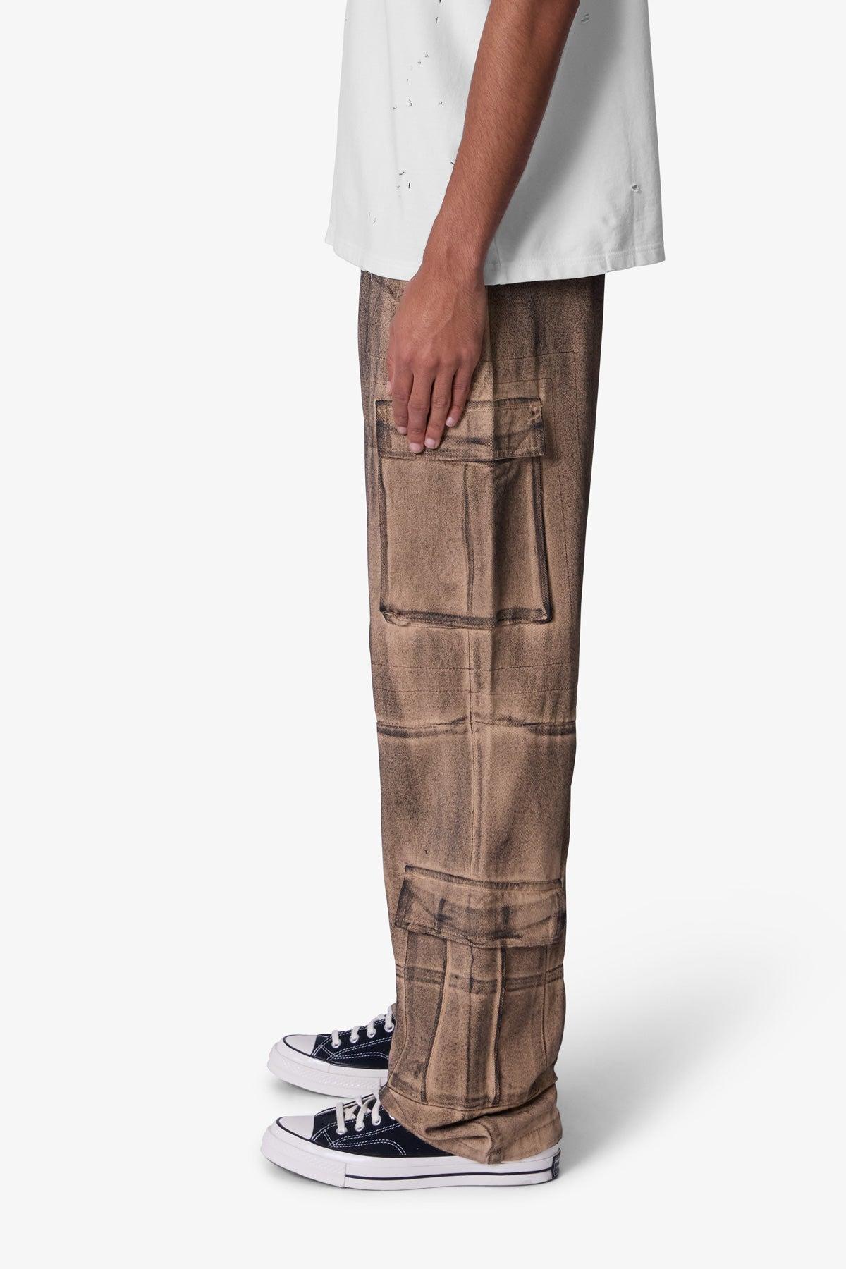 Ultra Baggy Burnt Down Cargo Pants - Cream Product Image