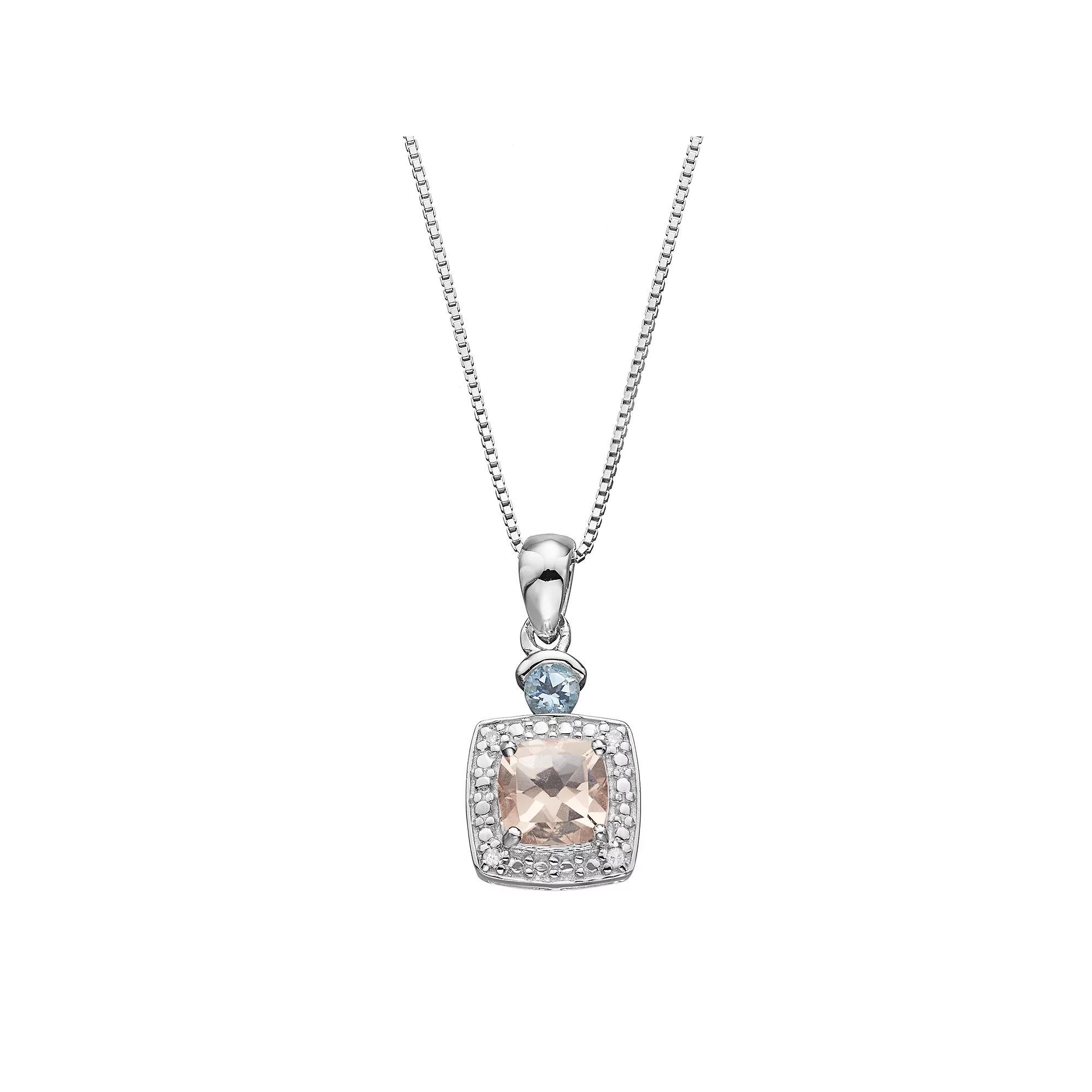 Gemminded Sterling Silver Gemstone & Diamond Accent Halo Pendant Necklace, Women's, Size: 18", Multicolor Product Image