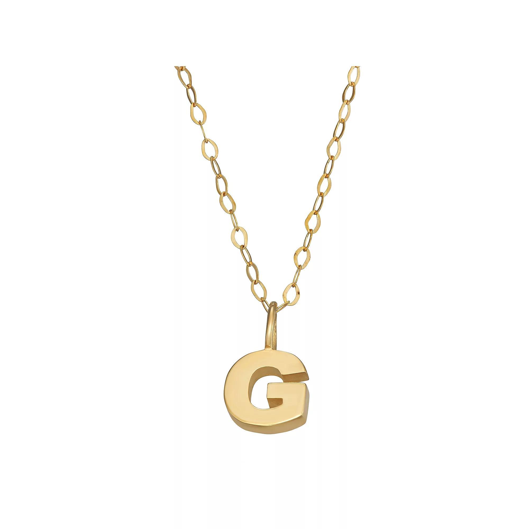 10K Gold Initial Pendant on 14K Gold Filled Chain, Womens Product Image