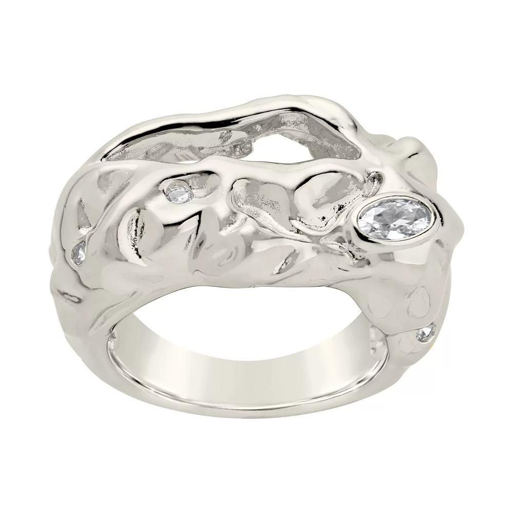 MC Collective Cubic Zirconia Molten Ring, Women's, Size: 6, Silver Tone Product Image
