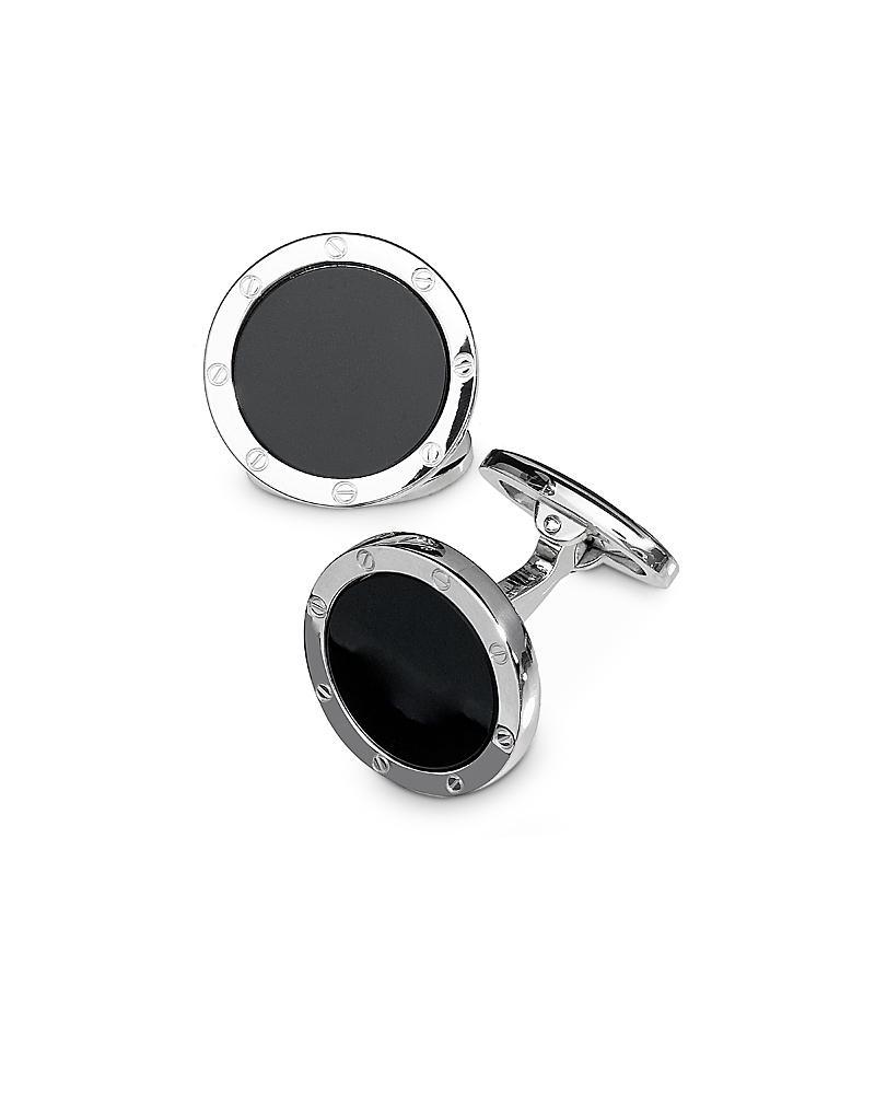 Jan Leslie Sterling Silver and Black Onyx Rivet Detail Cufflinks Product Image