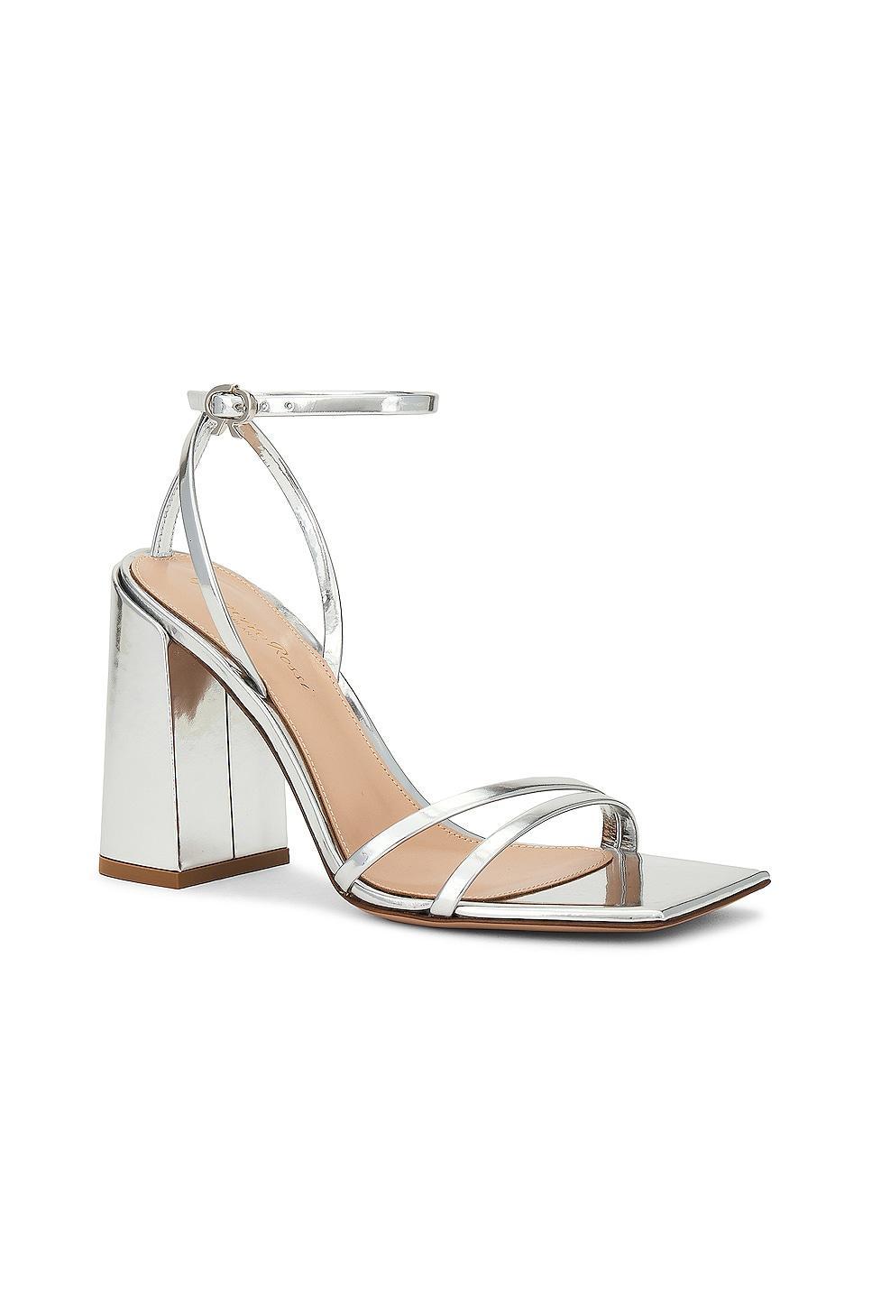 Gianvito Rossi Ankle Strap Sandal in Silver - Metallic Silver. Size 40 (also in ). Product Image