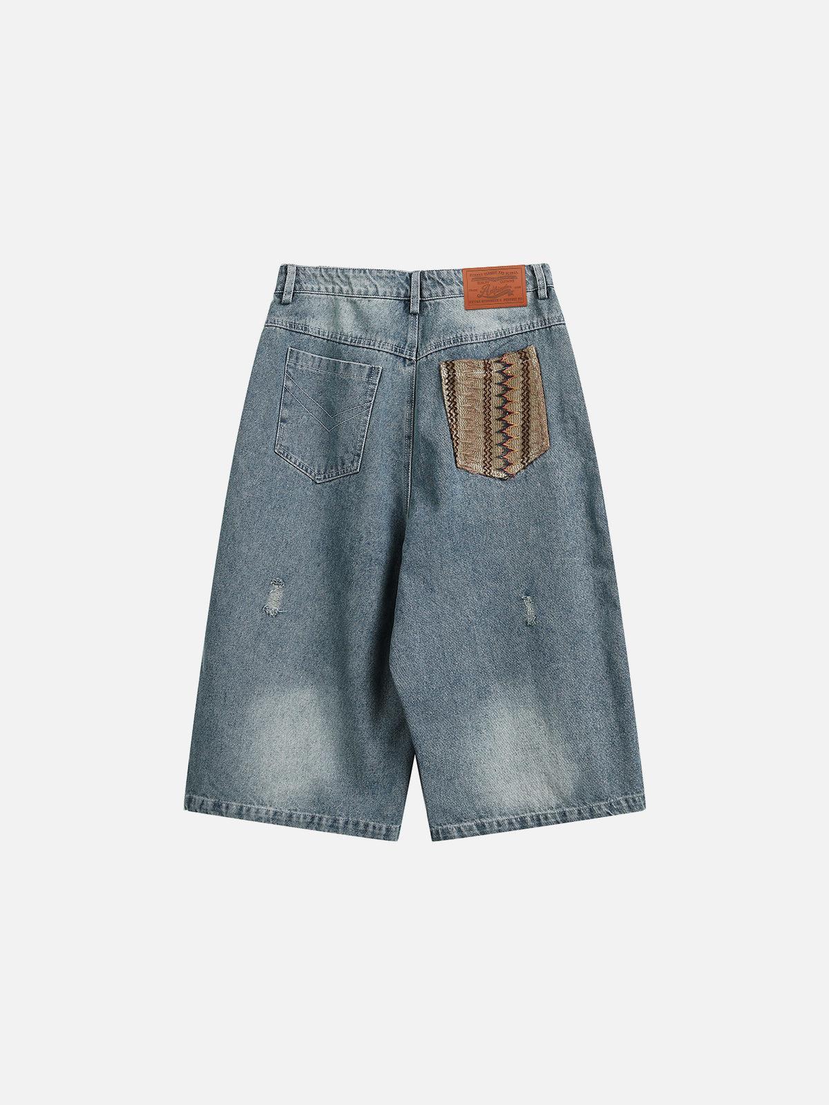 Aelfric Eden Cut-Out Patchwork Longline Jorts Product Image