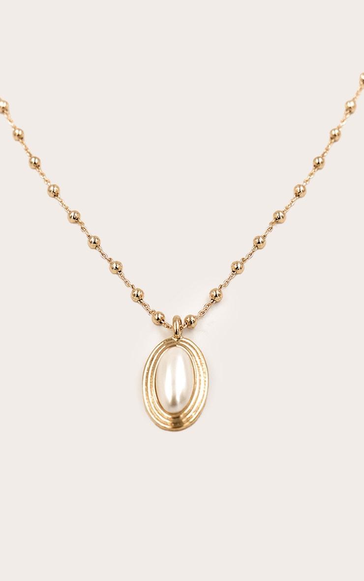 Cream Pearl Pendant Bobble Chain Necklace Product Image