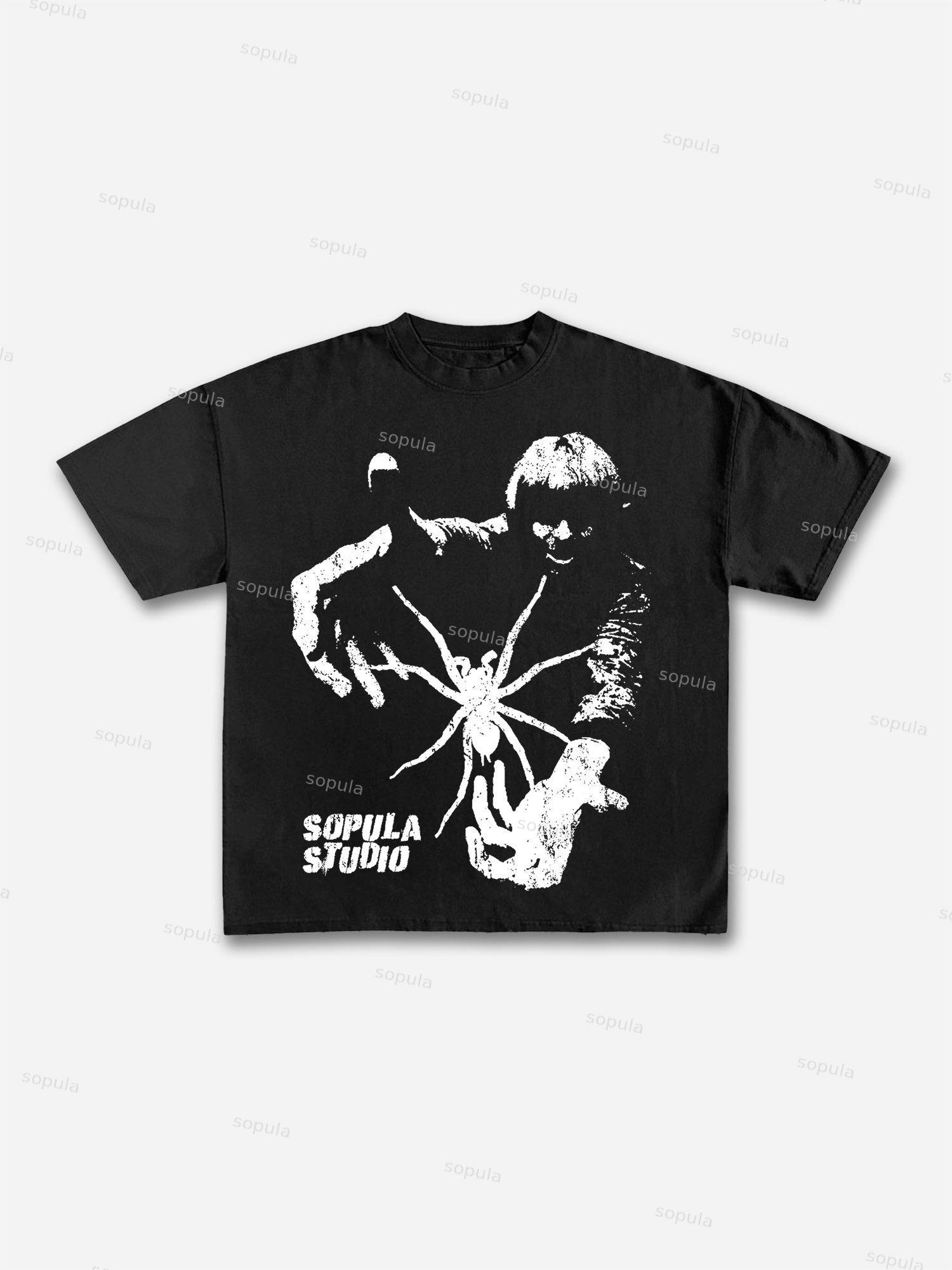 Cool Street Portrait Print Cotton T-shirt Product Image