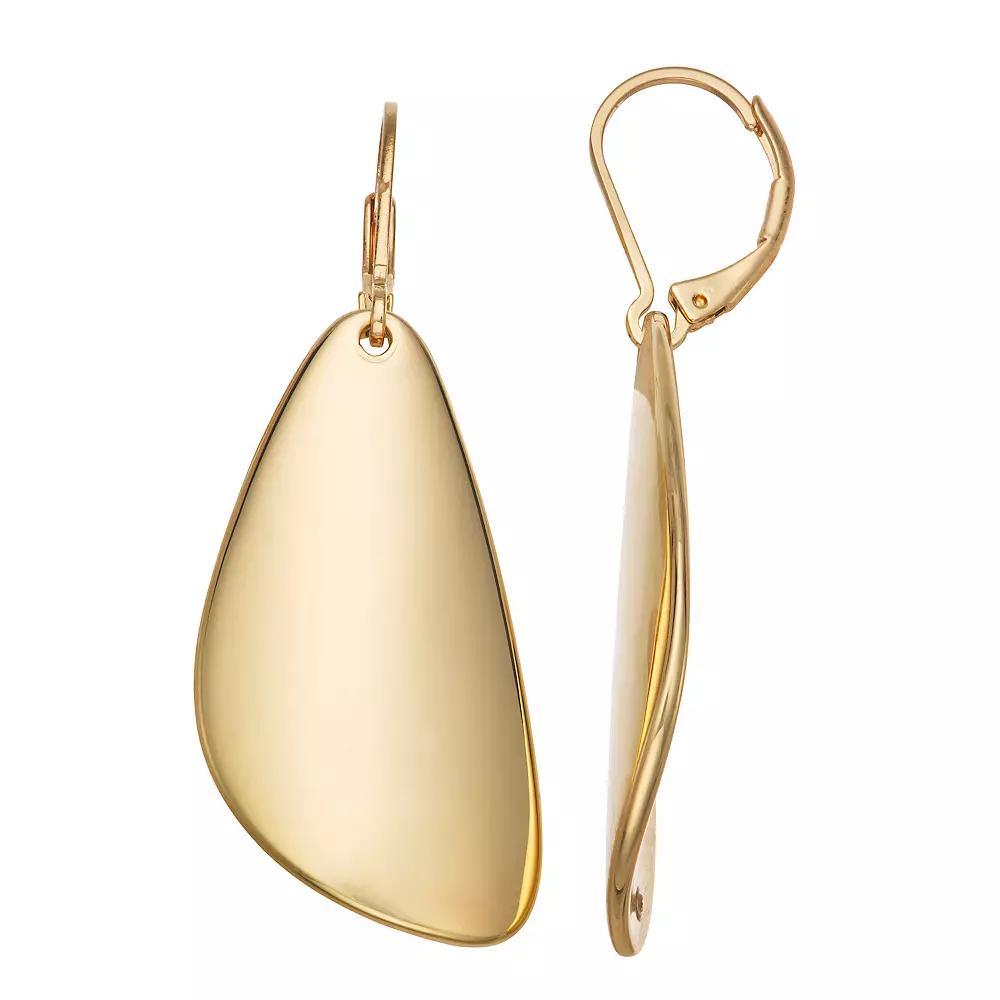 Nine West Gold Tone Metal Sheet Drop Leverback Earrings, Womens Product Image