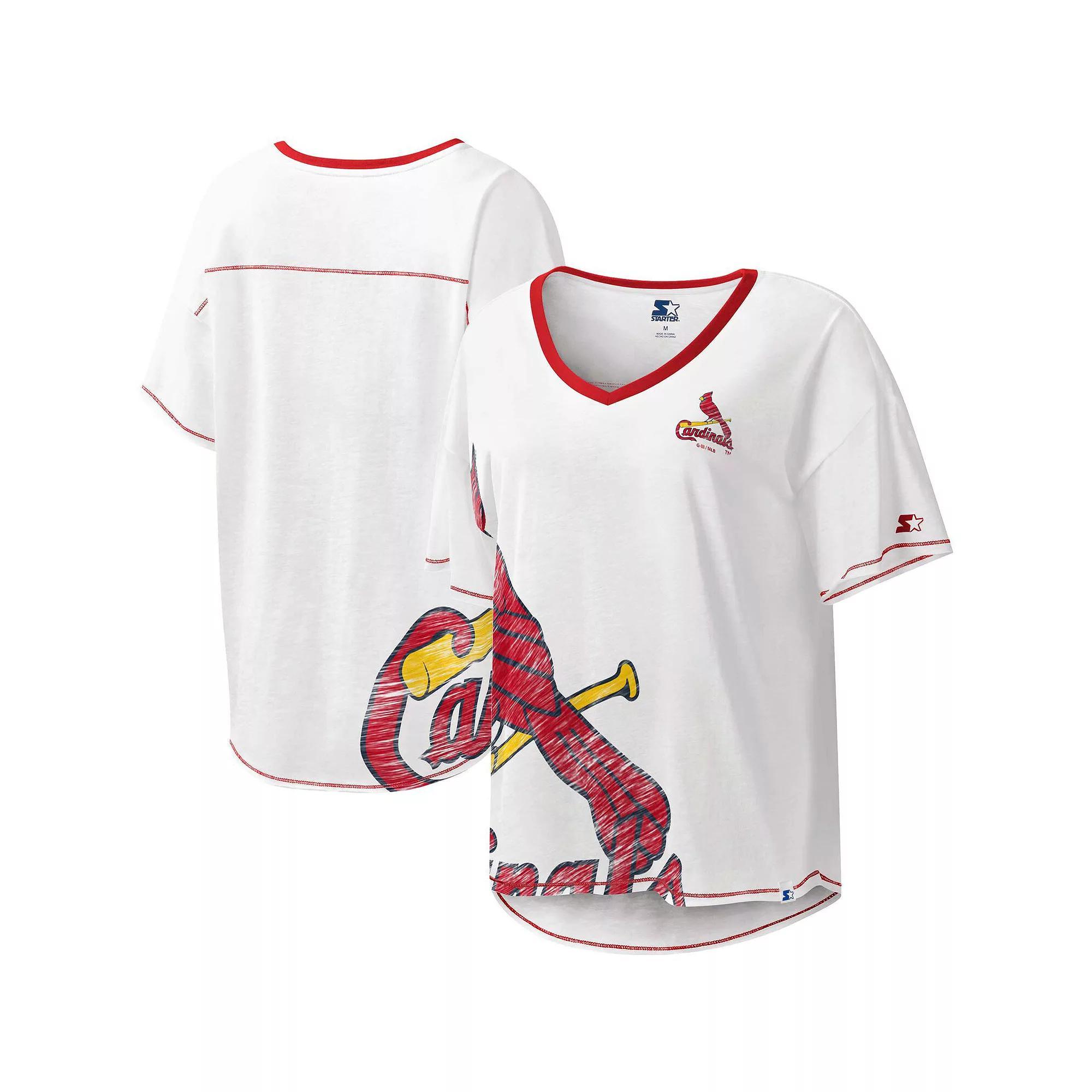Women's Starter White St. Louis Cardinals Perfect Game V-Neck T-Shirt, Size: Small Product Image