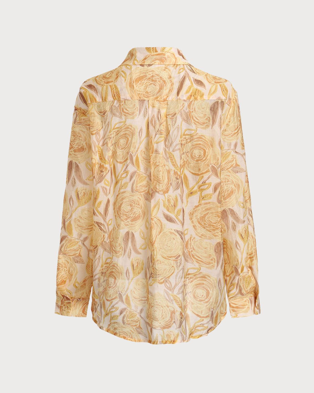 Yellow Floral Lyocell Shirt Product Image