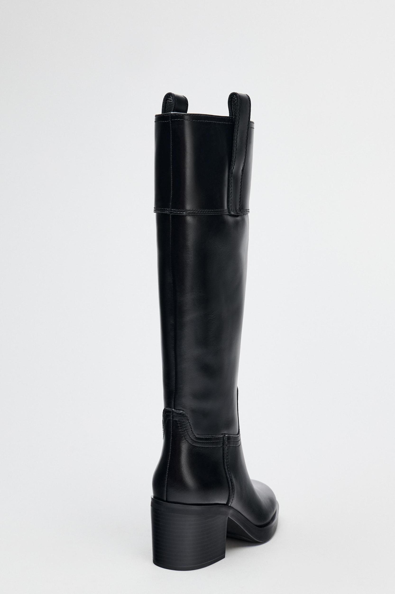 LEATHER KNEE HIGH BOOTS Product Image