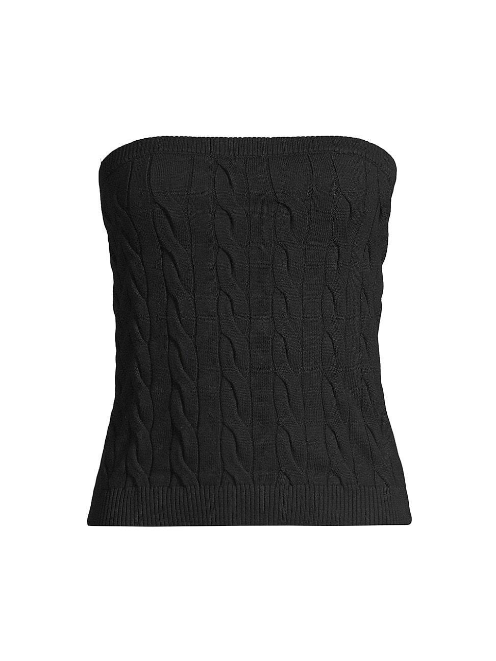 Womens Cotton Cable-Knit Strapless Top Product Image