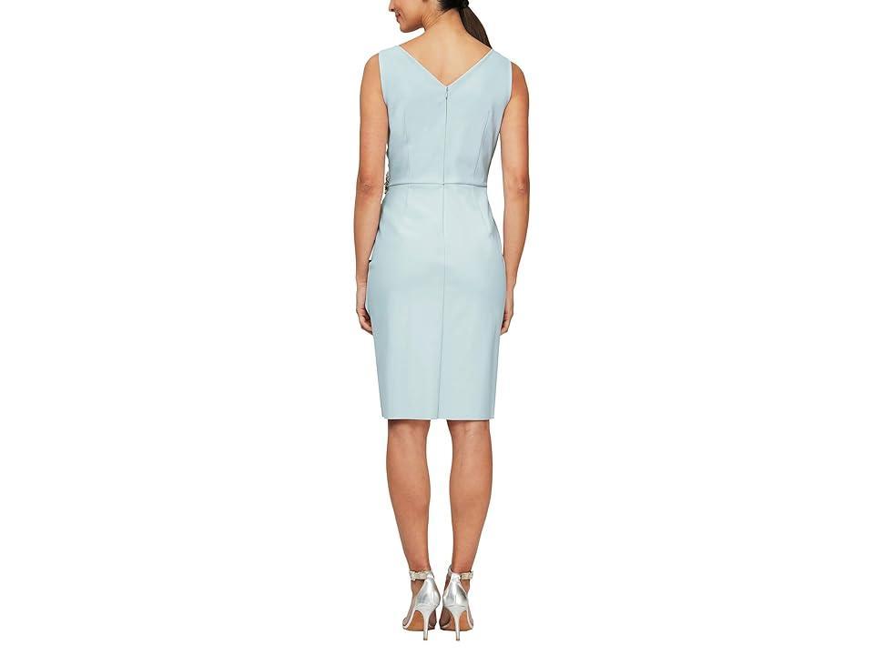 Alex Evenings Surplice V-Neck Sleeveless Ruched Brooch Sheath Dress Product Image