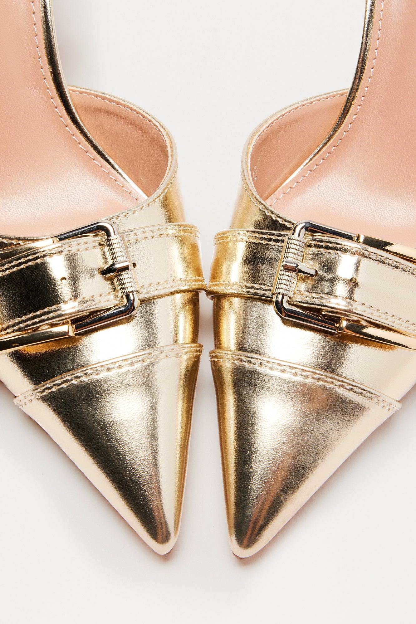 Alexa Buckle Slingback Pumps - Gold Product Image