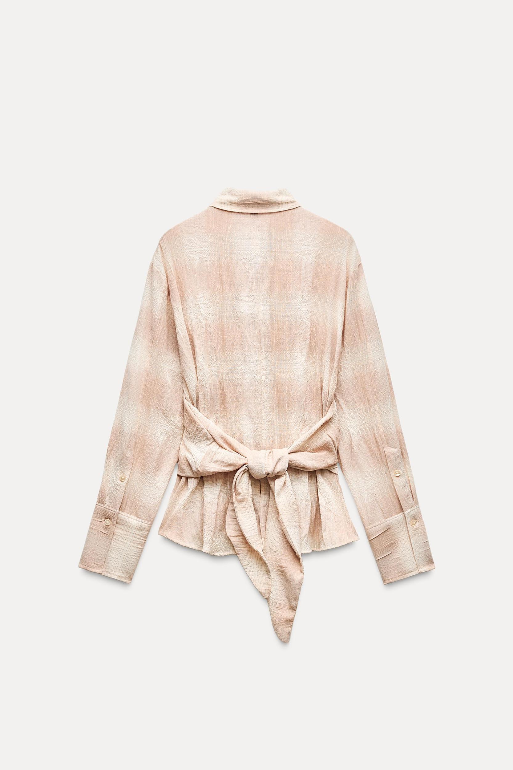 PLAID DRAPED SHIRT ZW COLLECTION Product Image