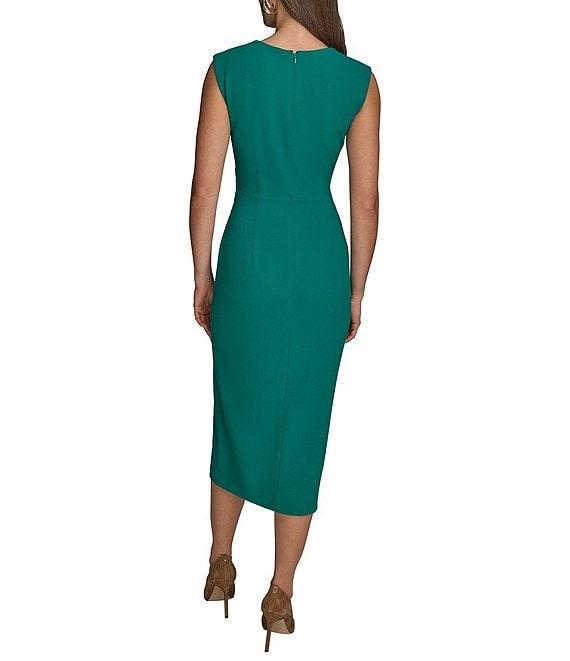 Donna Karan Crepe Crew Neck Cap Sleeve Sheath Midi Dress Product Image