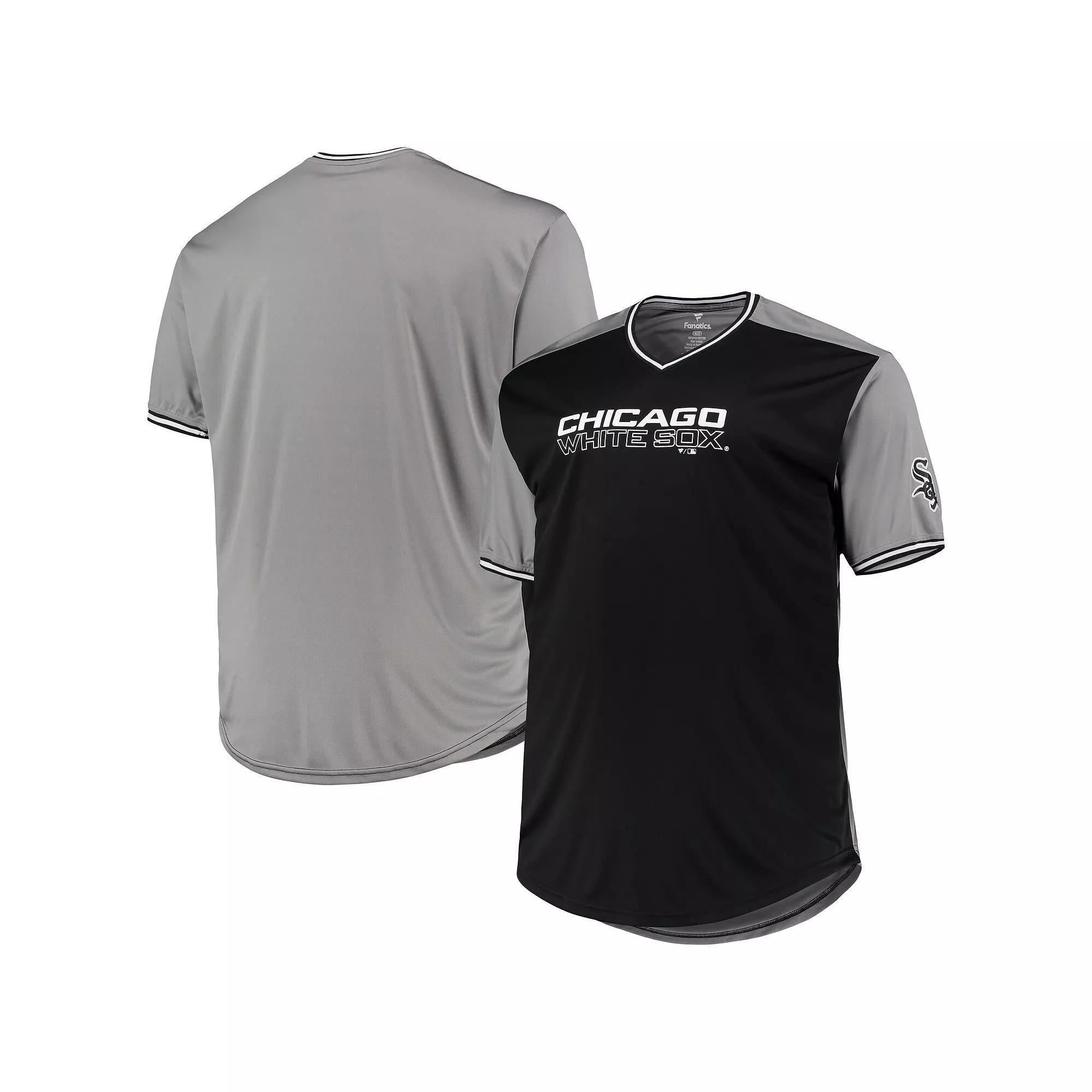 Men's Black/Gray Chicago White Sox Solid V-Neck T-Shirt, Size: 2XB Product Image