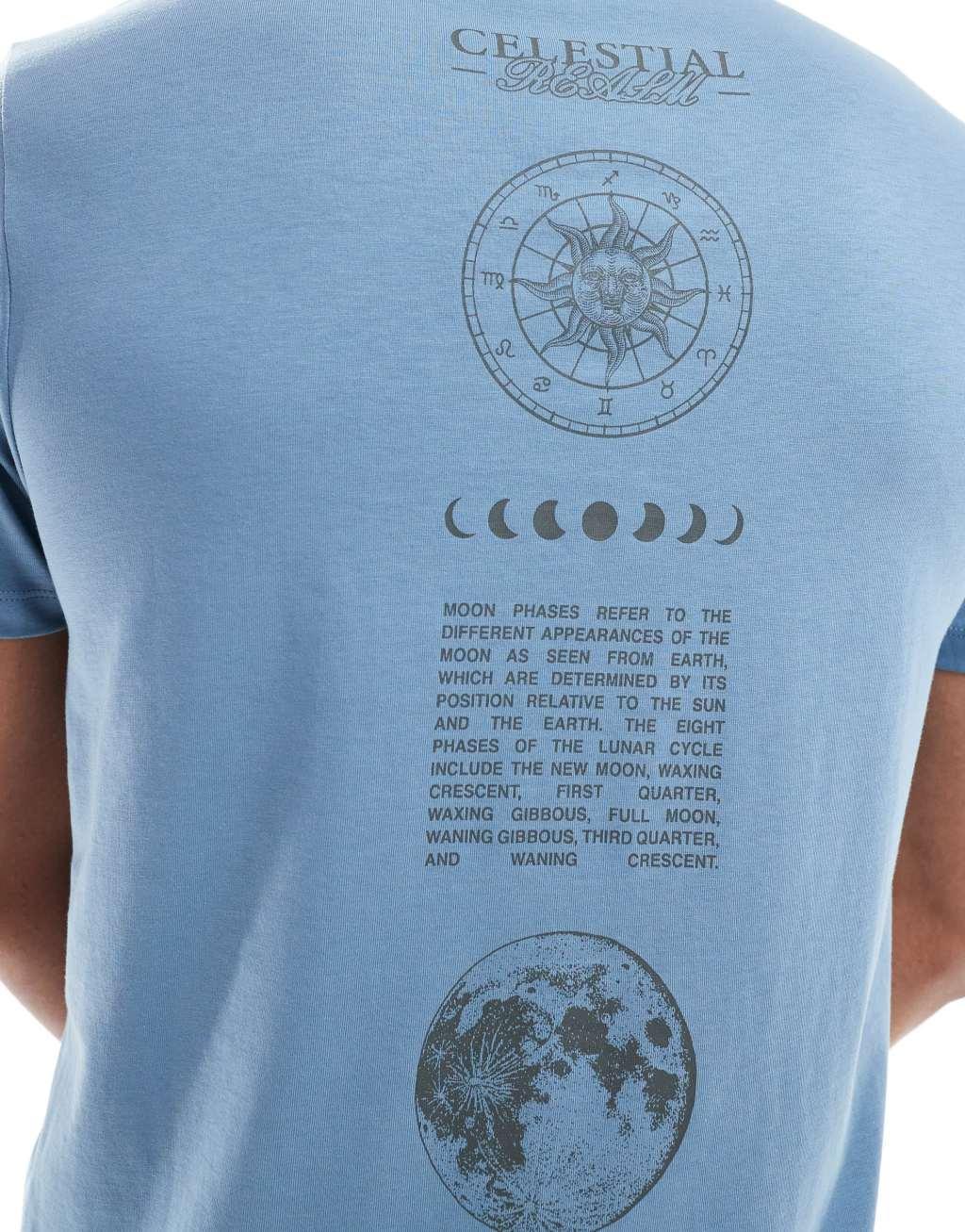 ASOS DESIGN standard fit t-shirt in dusky blue with back print Product Image