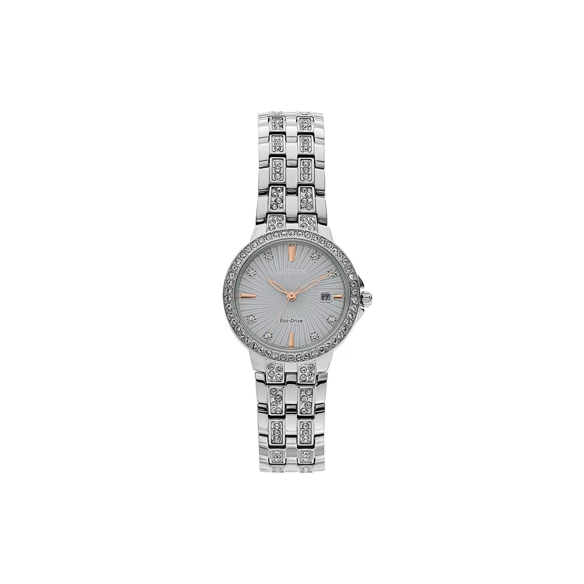Citizen Eco-Drive Womens Silhouette Crystal Stainless Steel Watch - EW2340-58A Two Tone Product Image