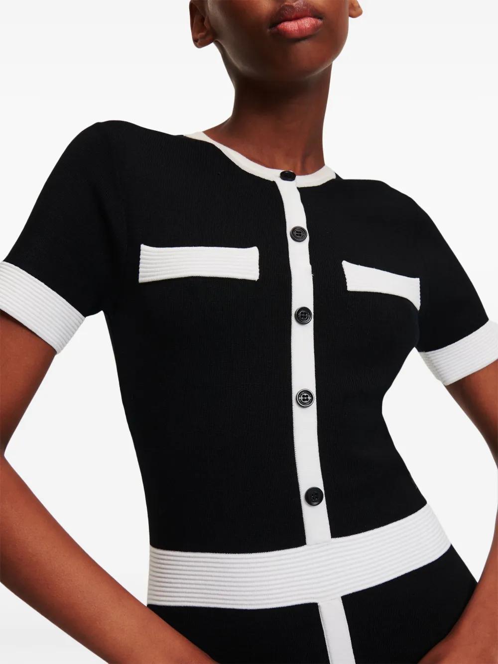 short-sleeve knitted midi dress Product Image