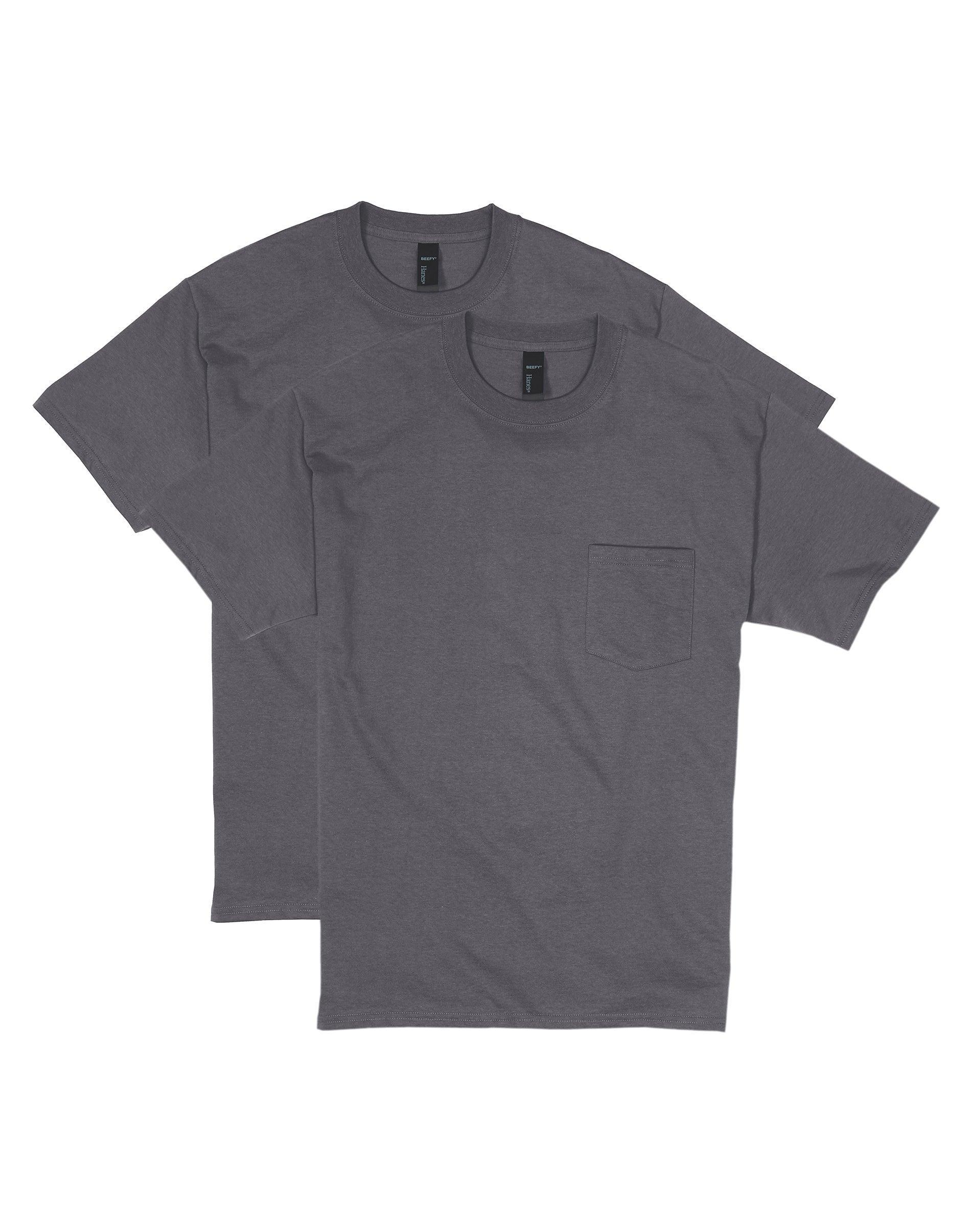 Men's Hanes® Beefy-T 2-Pack Pocket T-Shirt, Size: XL, Blue Product Image