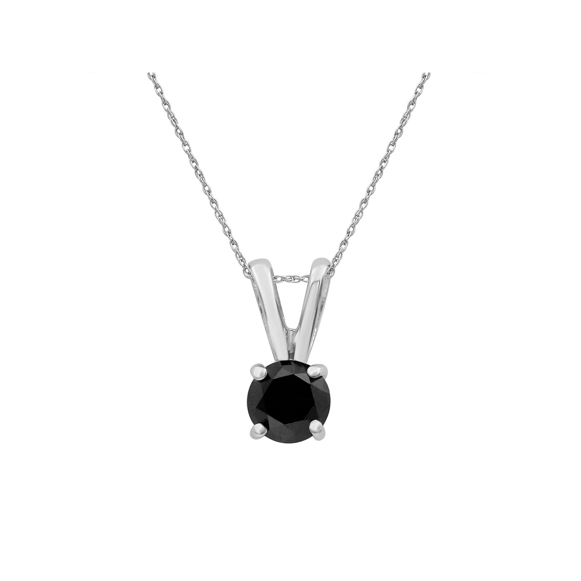 Jewelexcess Sterling Silver 1/2 Carat T.W. Black Diamond Solitaire Pendant Necklace, Women's, Size: 18" Product Image