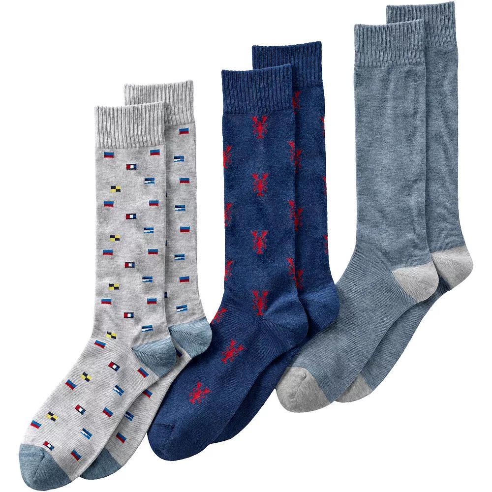 Men's Lands' End 3-Pack Novelty Dress Socks, Nautical Pack Product Image