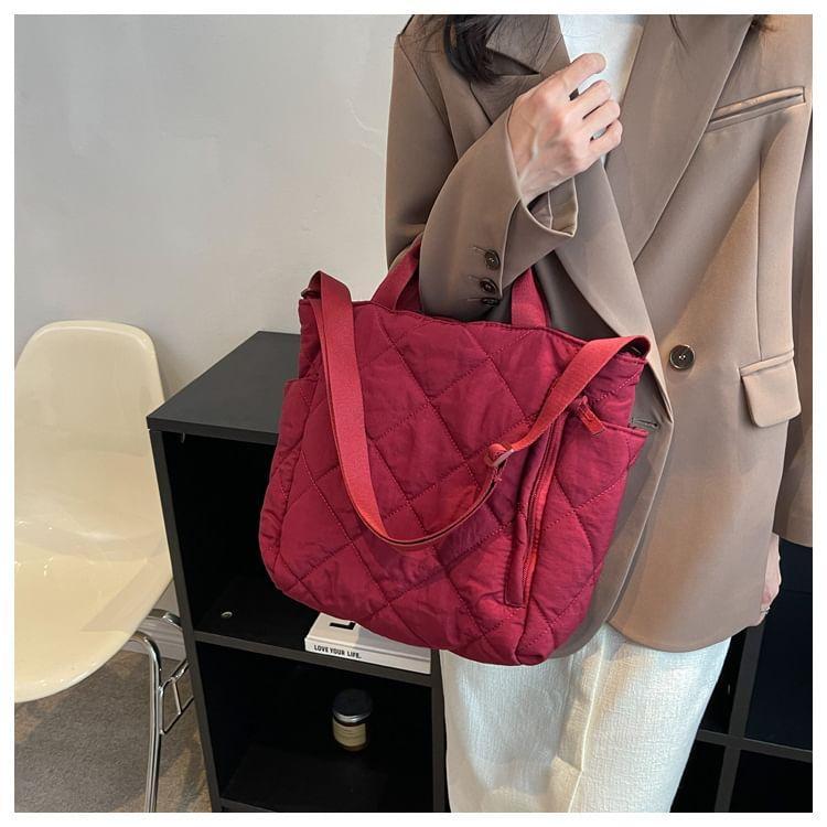Quilted Multi-Pocket Tote Bag Product Image