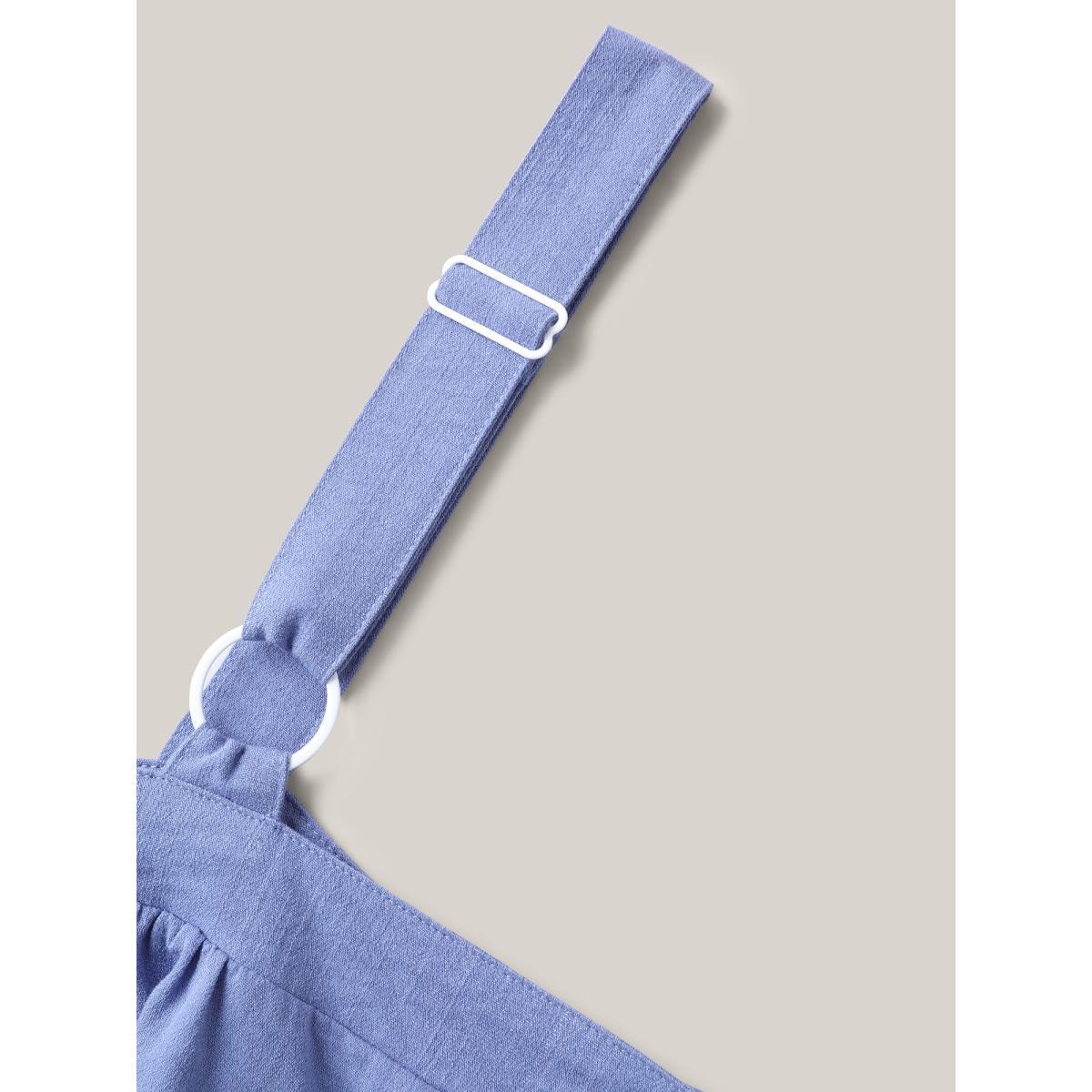 Plus Size Adjustable Straps Pockets Plain Midi Dress Mediumblue Women Non Sleeveless Curvy BloomChic 12/L Product Image