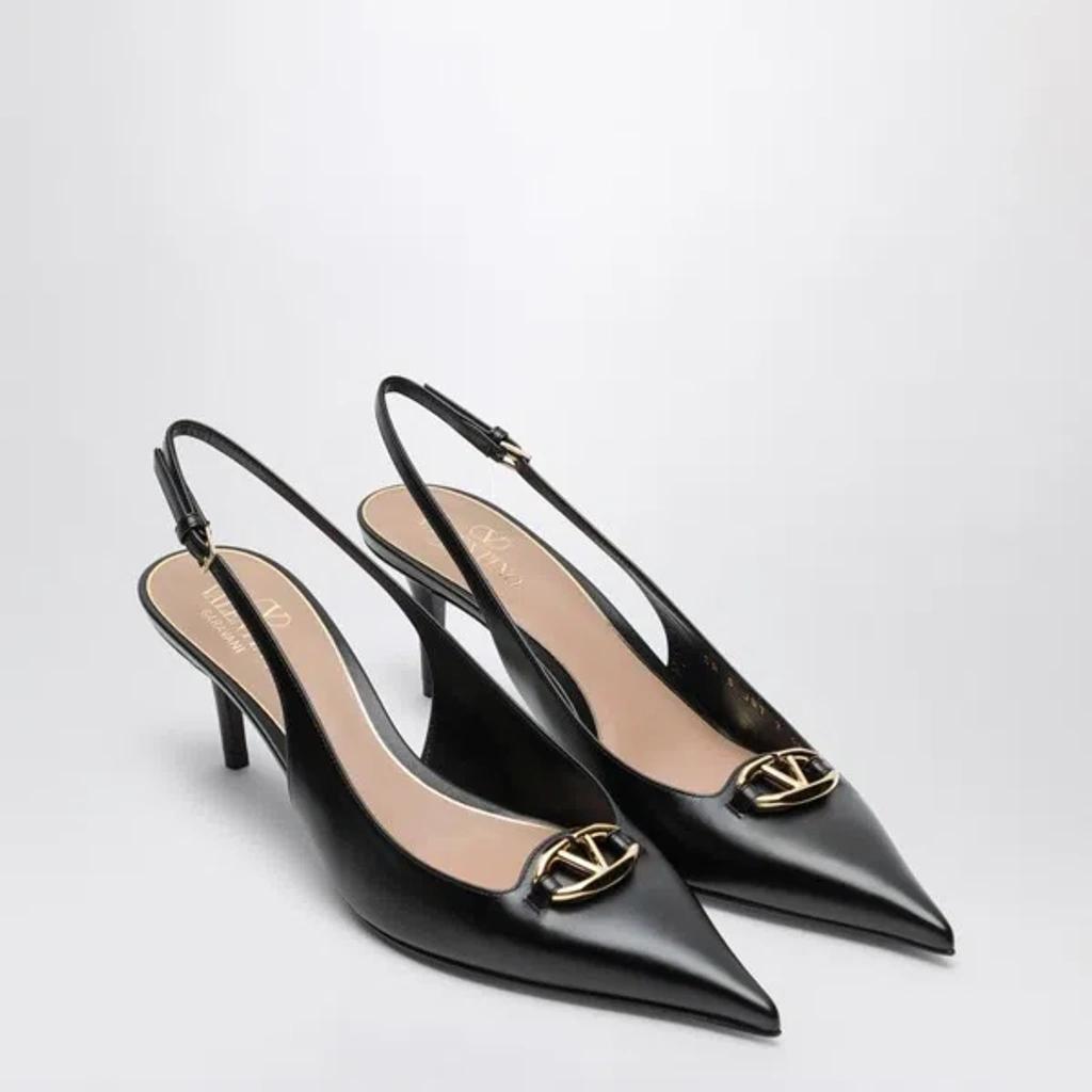 VALENTINO GARAVANI Leather Slingback With Vlogo Signature Detail In Black Product Image