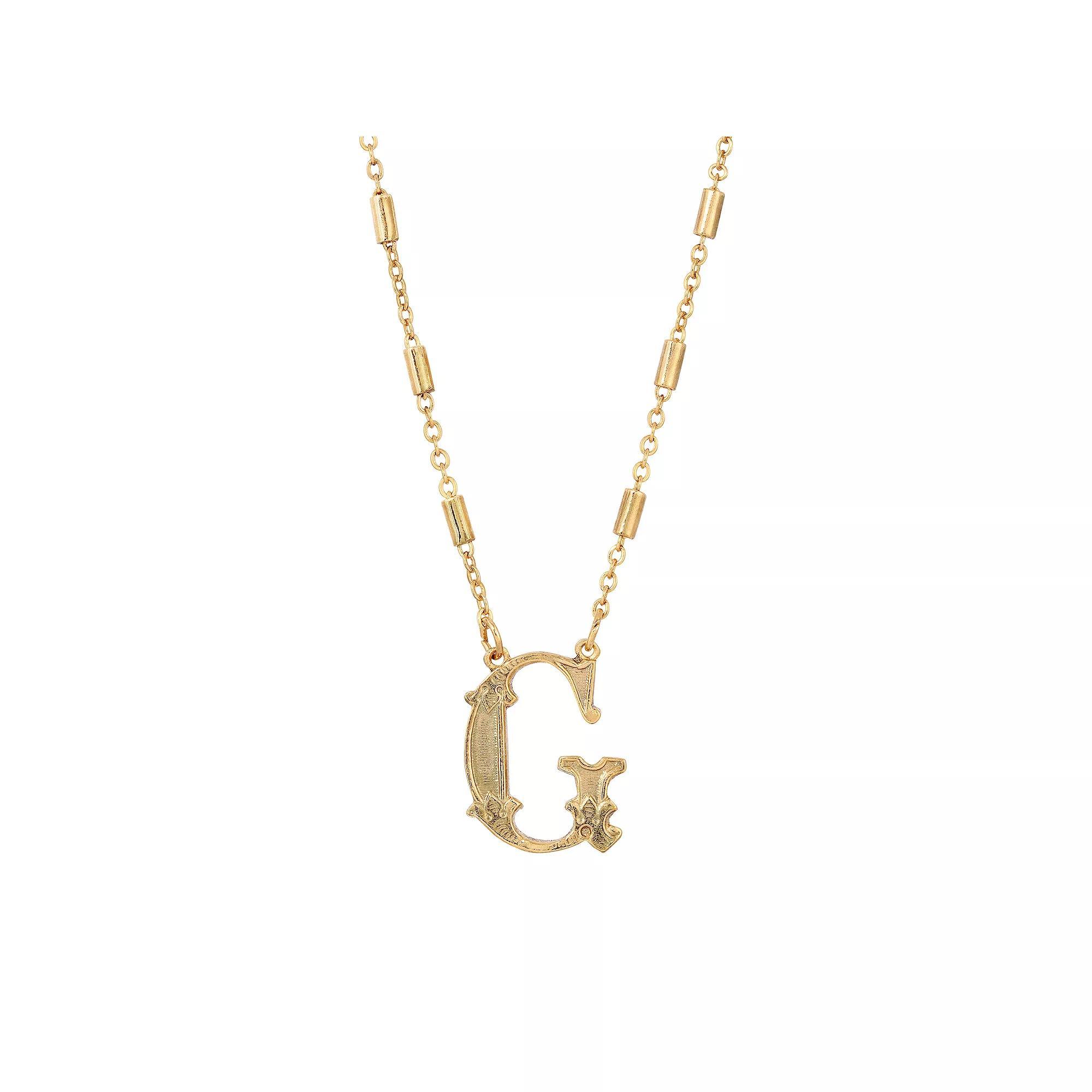 1928 Gold Tone Initial Necklace, Womens, Yellow L Product Image