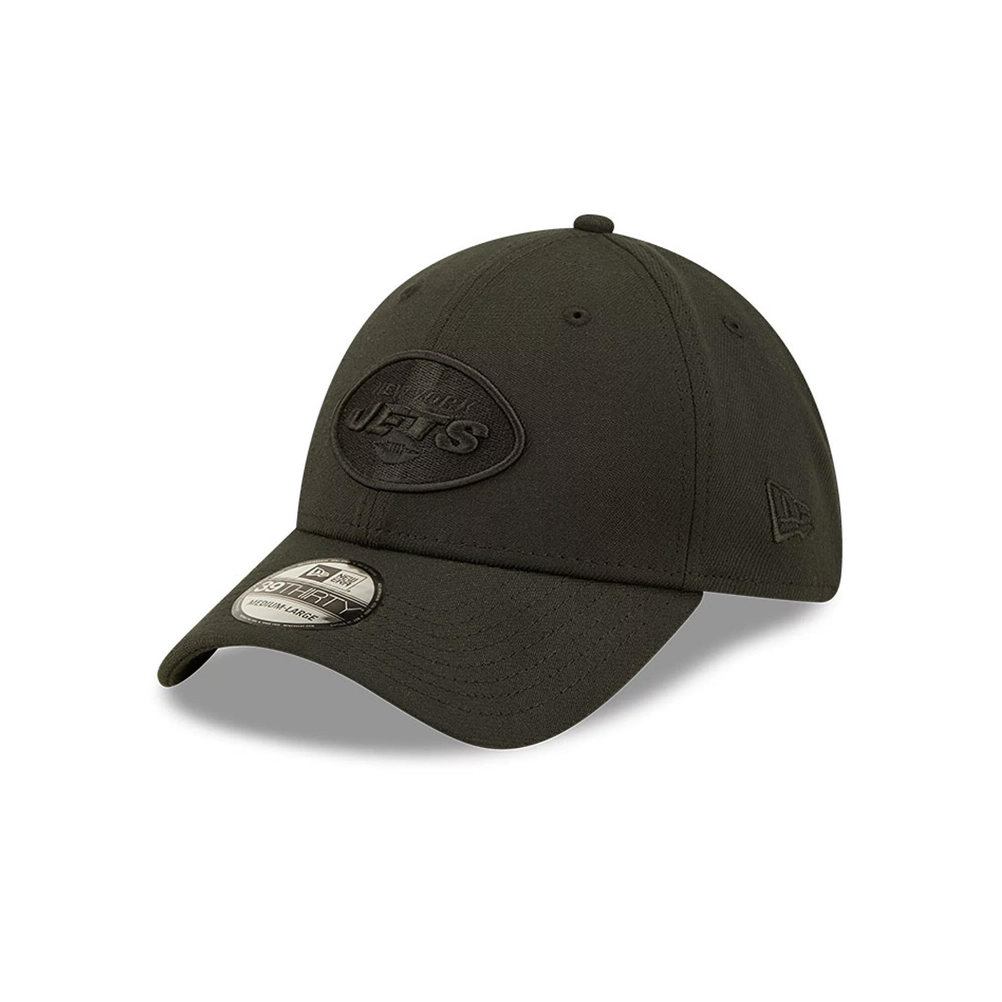 Men's New Era New York Jets Black On Black 39THIRTY Flex Hat, Size: Small/Medium Product Image