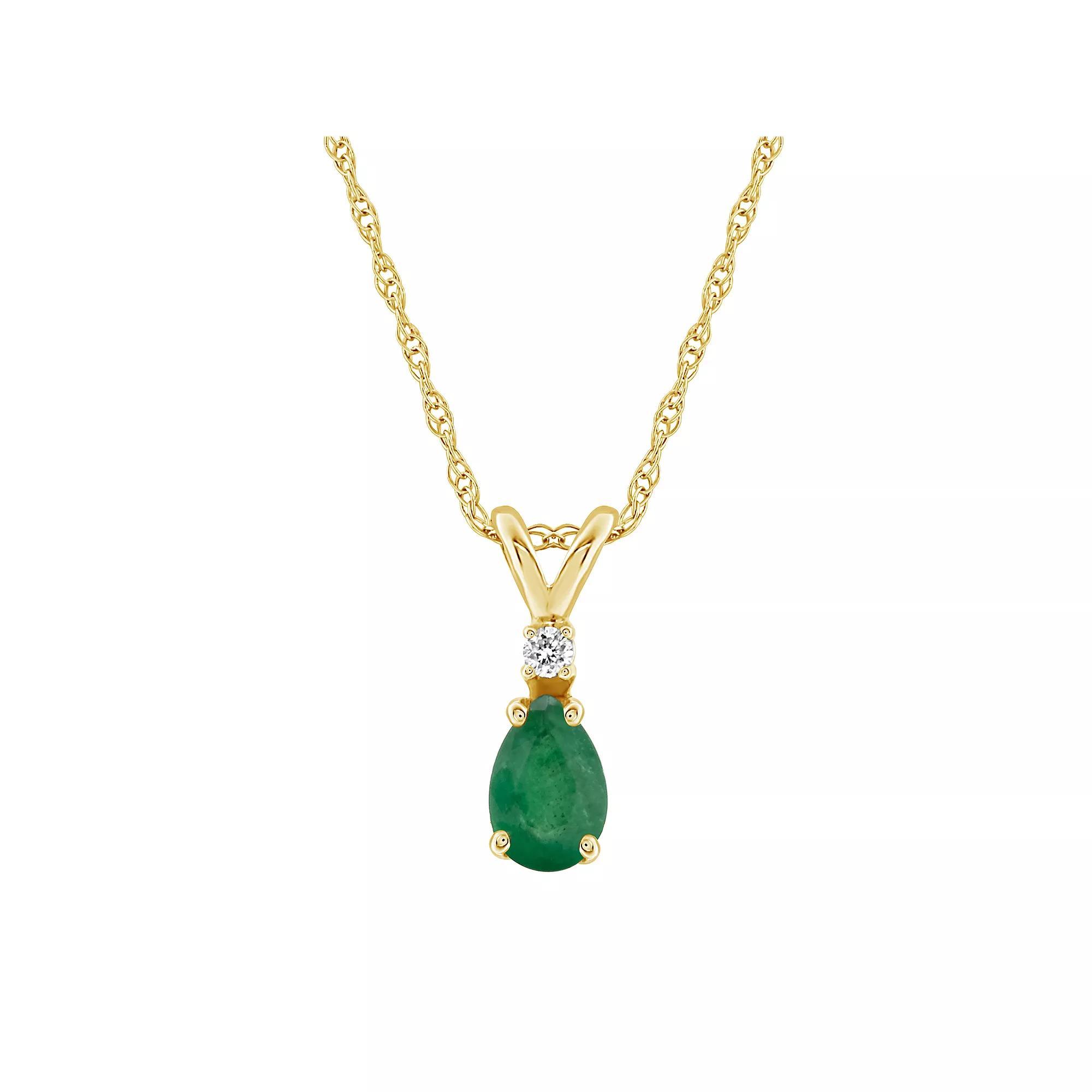 Celebration Gems 14K Yellow Gold Pear-Shaped Gemstone & Diamond-Accent Pendant Necklace, Women's, Size: 18", Red Product Image
