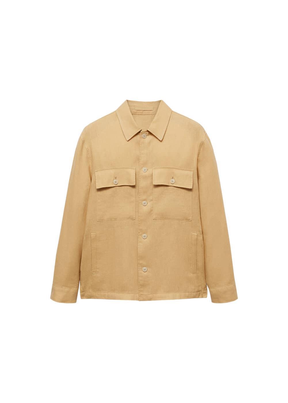 100% linen overshirt with pockets - Men | MANGO USA Product Image