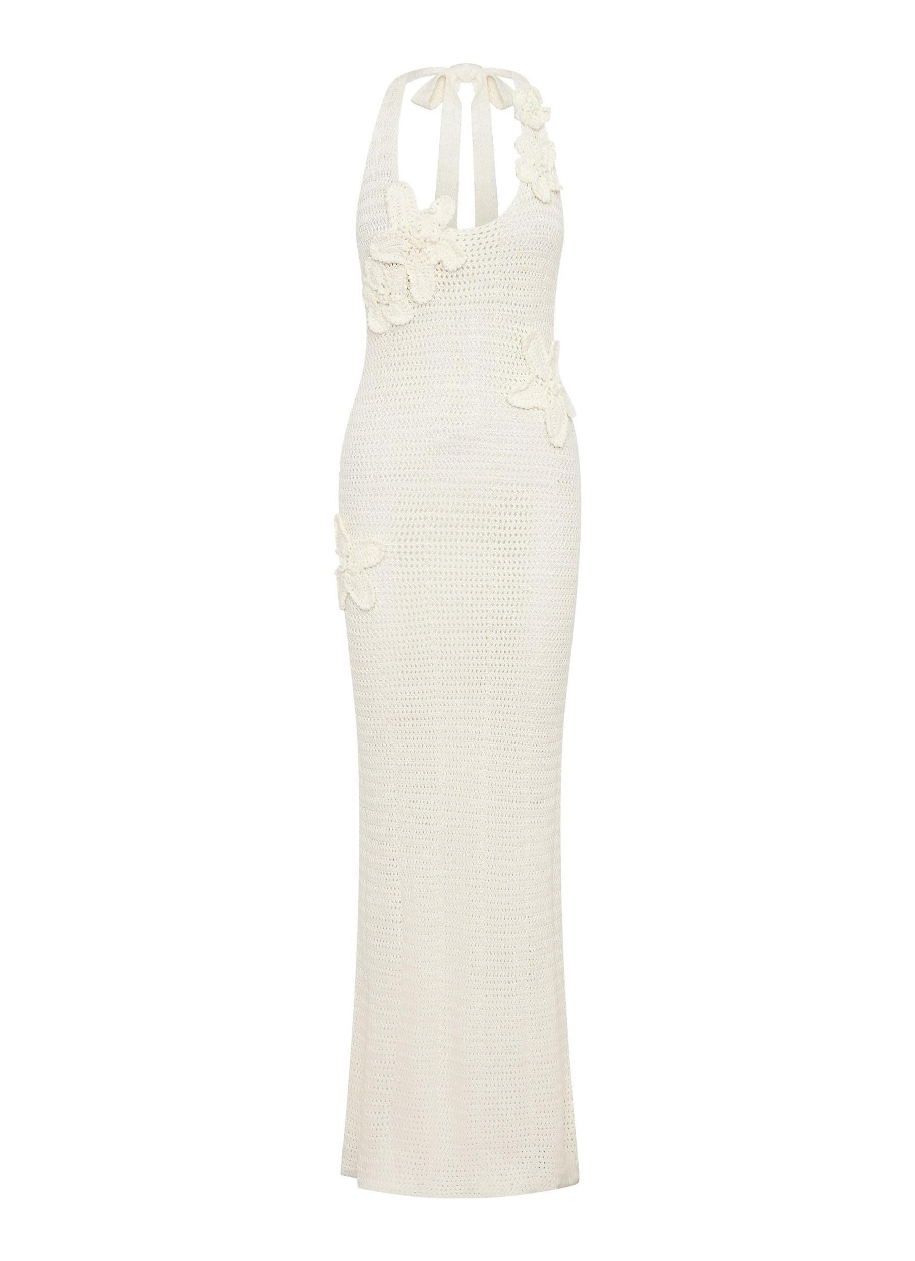 Novalee Flower Crochet Maxi Dress - Ivory Product Image