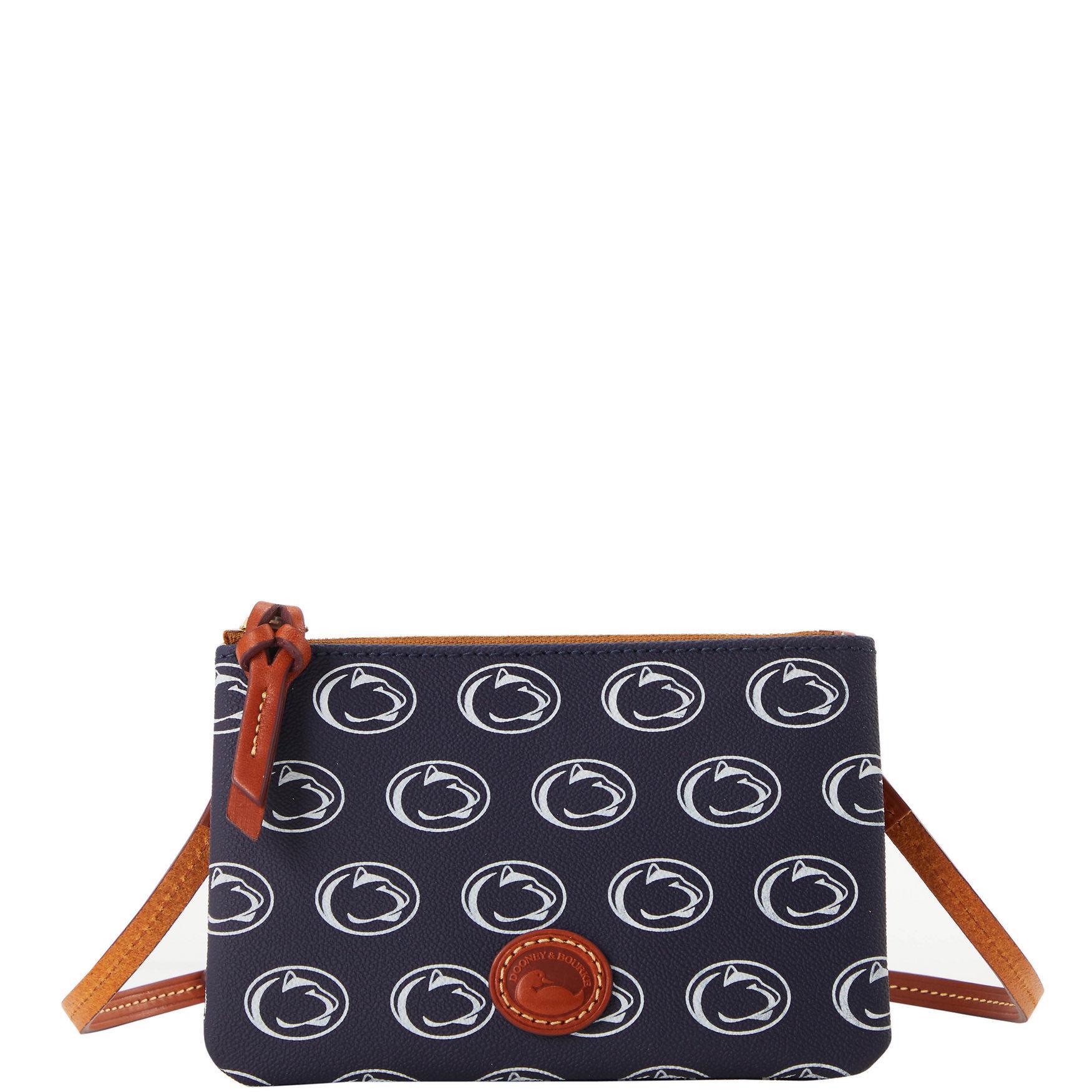 Dooney & Bourke Womens Collegiate Penn State University Top Zip Crossbody Coated Cotton Shoulder Bag in Navy Product Image