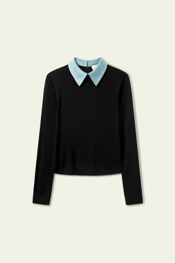 Elitist Silk Knitted Top with Collar Product Image