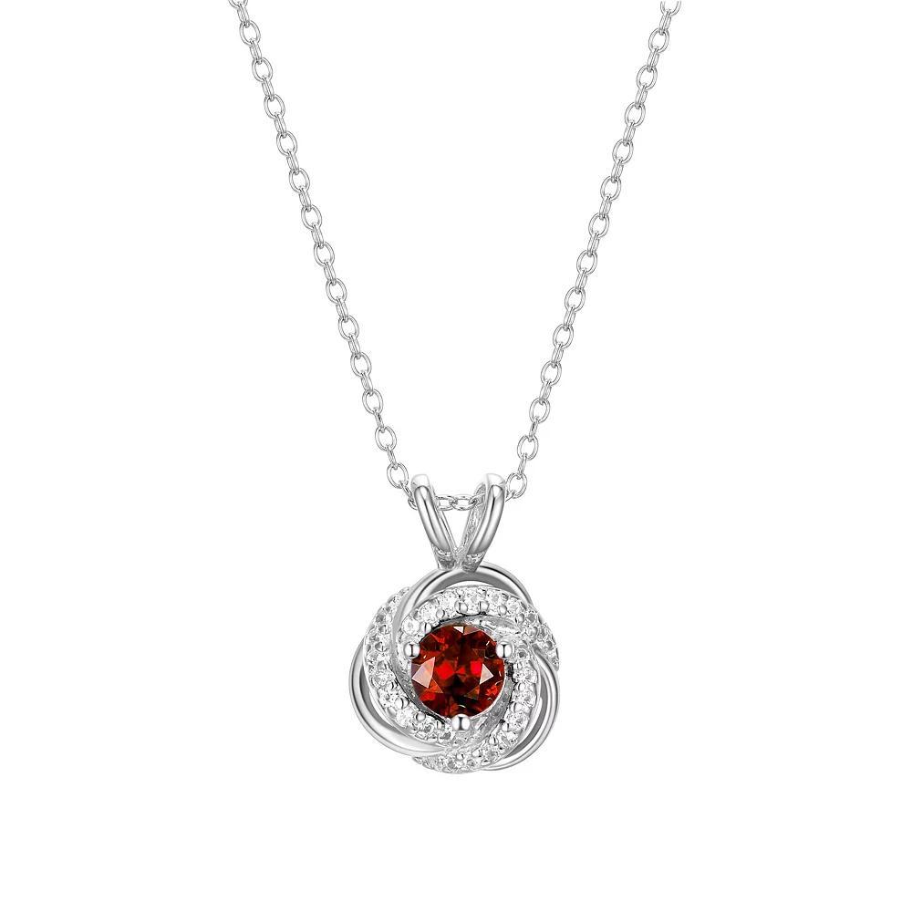 Tokens of Love Sterling Silver Lab-Created Aquamarine Birthstone Love Knot Pendant Necklace, Women's, Size: 18" Product Image