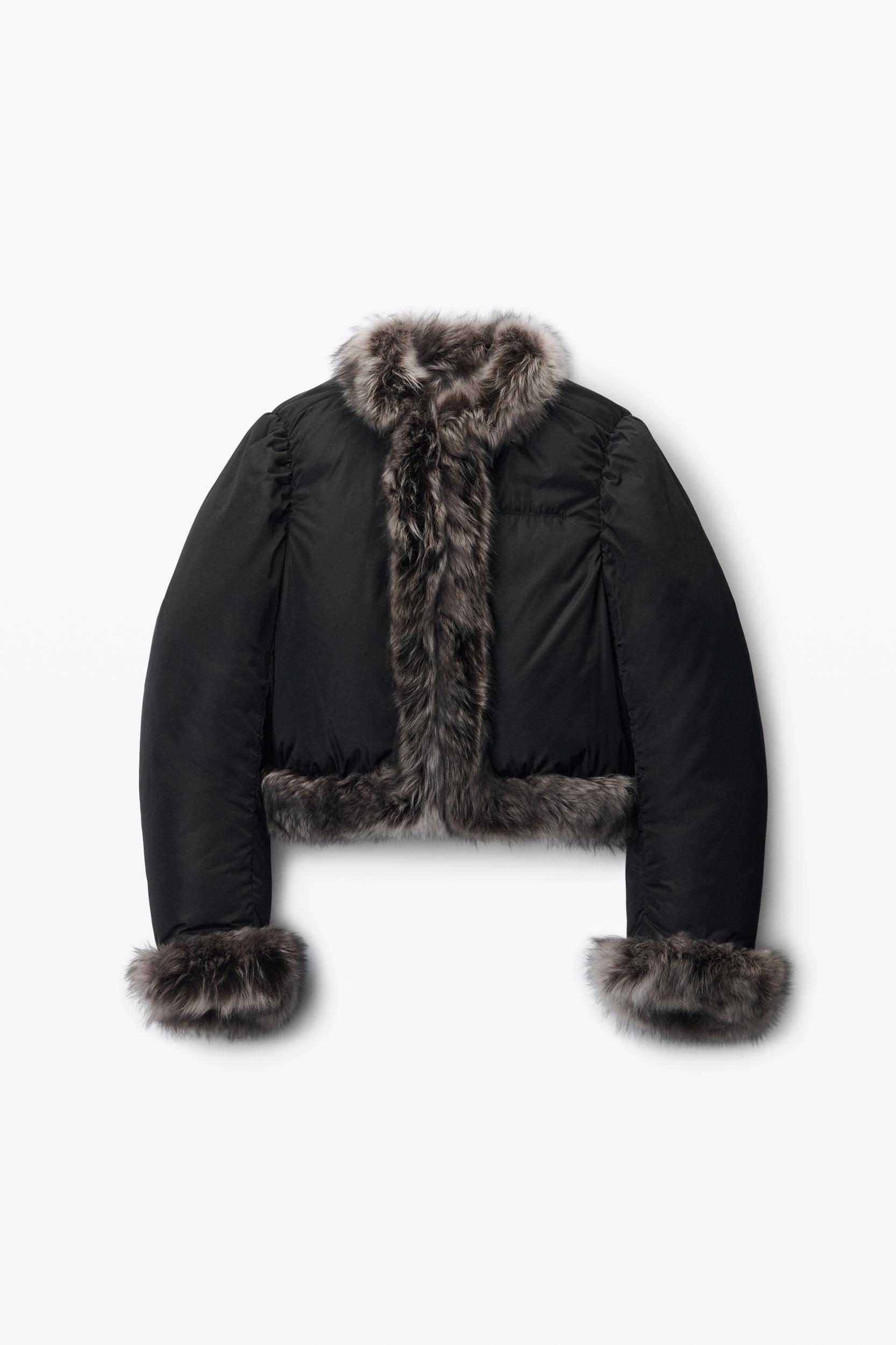 Cardigan Puffer With Fur Trim Product Image