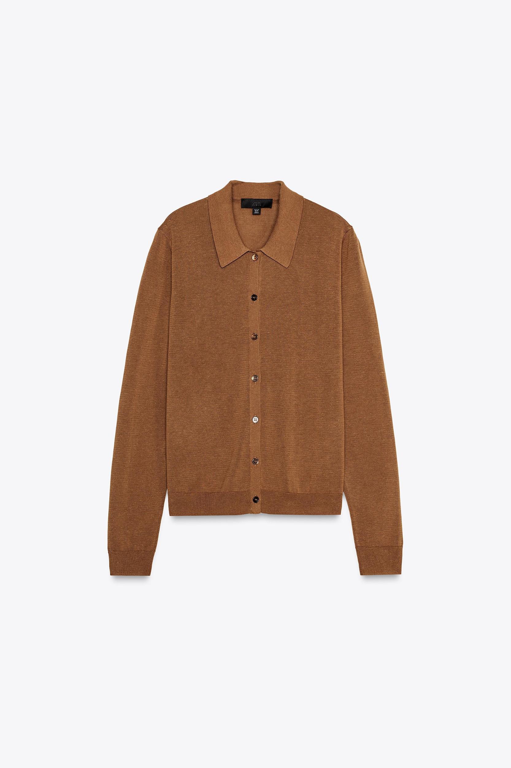 PLAIN POLO COLLAR CARDIGAN Product Image