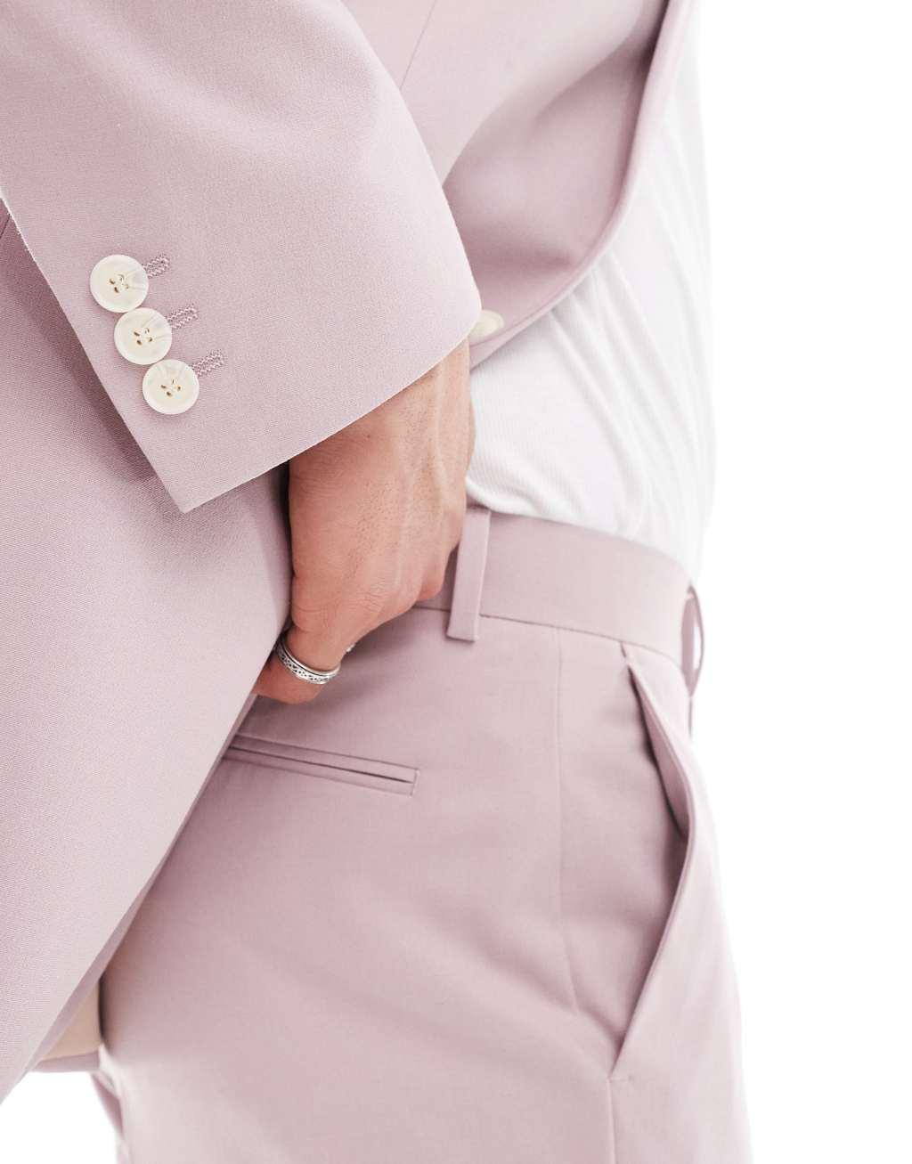 ASOS DESIGN straight crop suit pants in pink Product Image