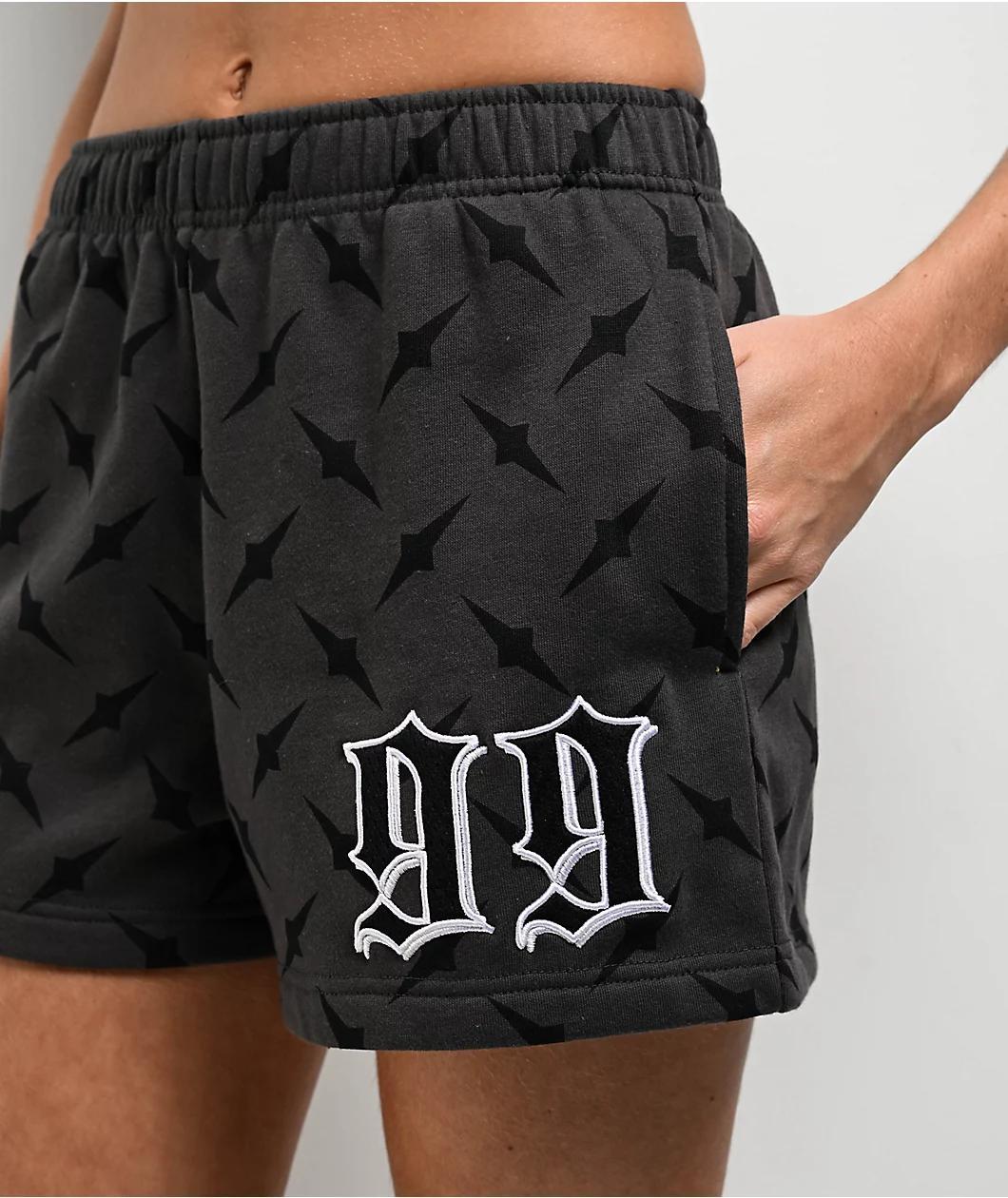 Empyre Jules Diamond Plate Grey Sweat Shorts Product Image