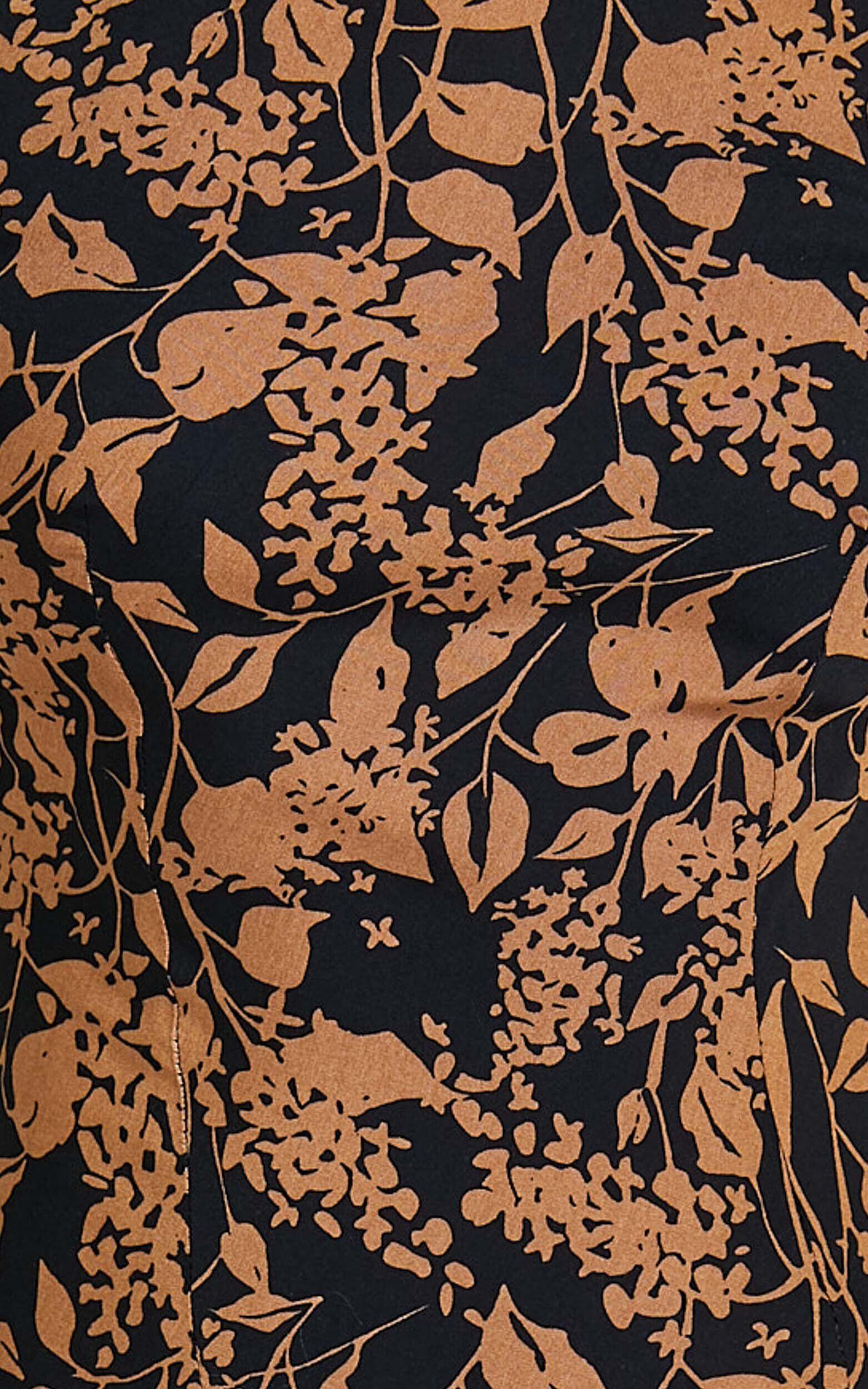 Francis Midi Dress - High Neck Slip Dress in Brown Floral Product Image