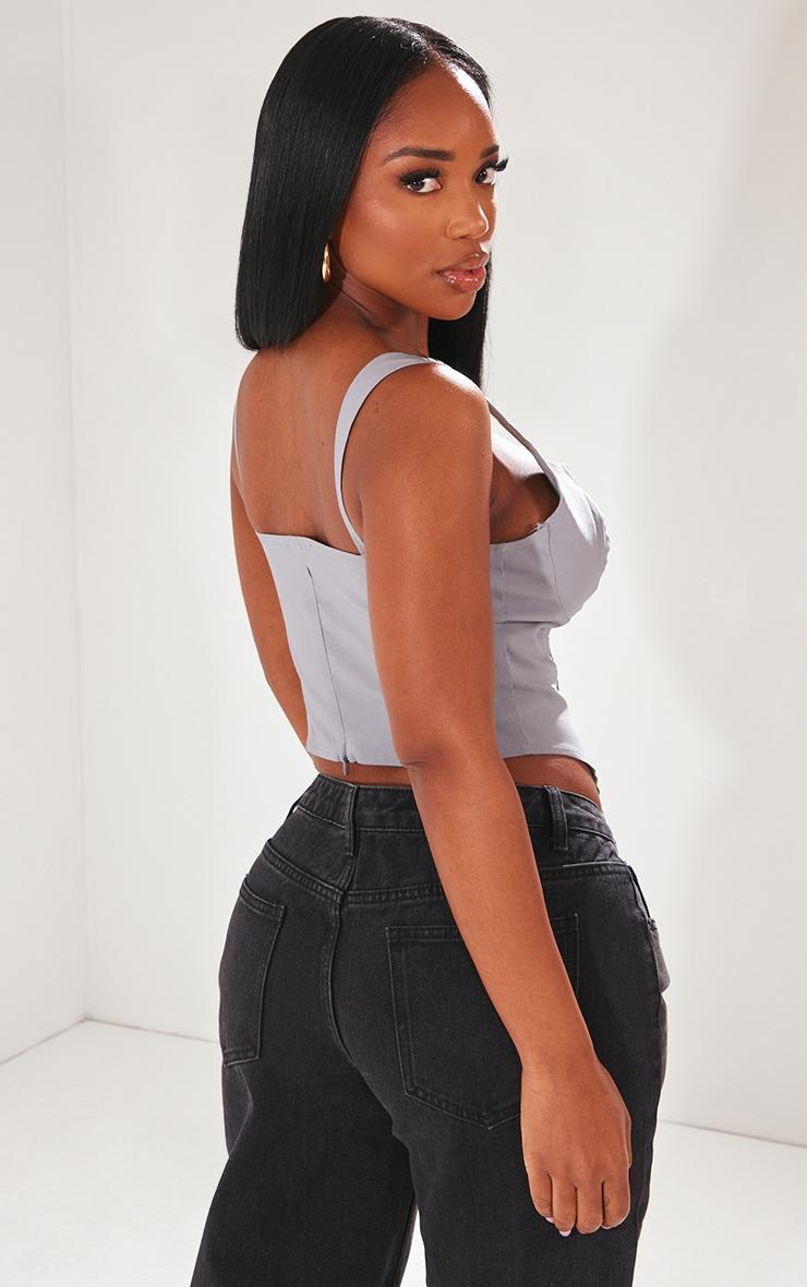 Shape Grey Stretch Woven Suspender Detail Corset Top Product Image
