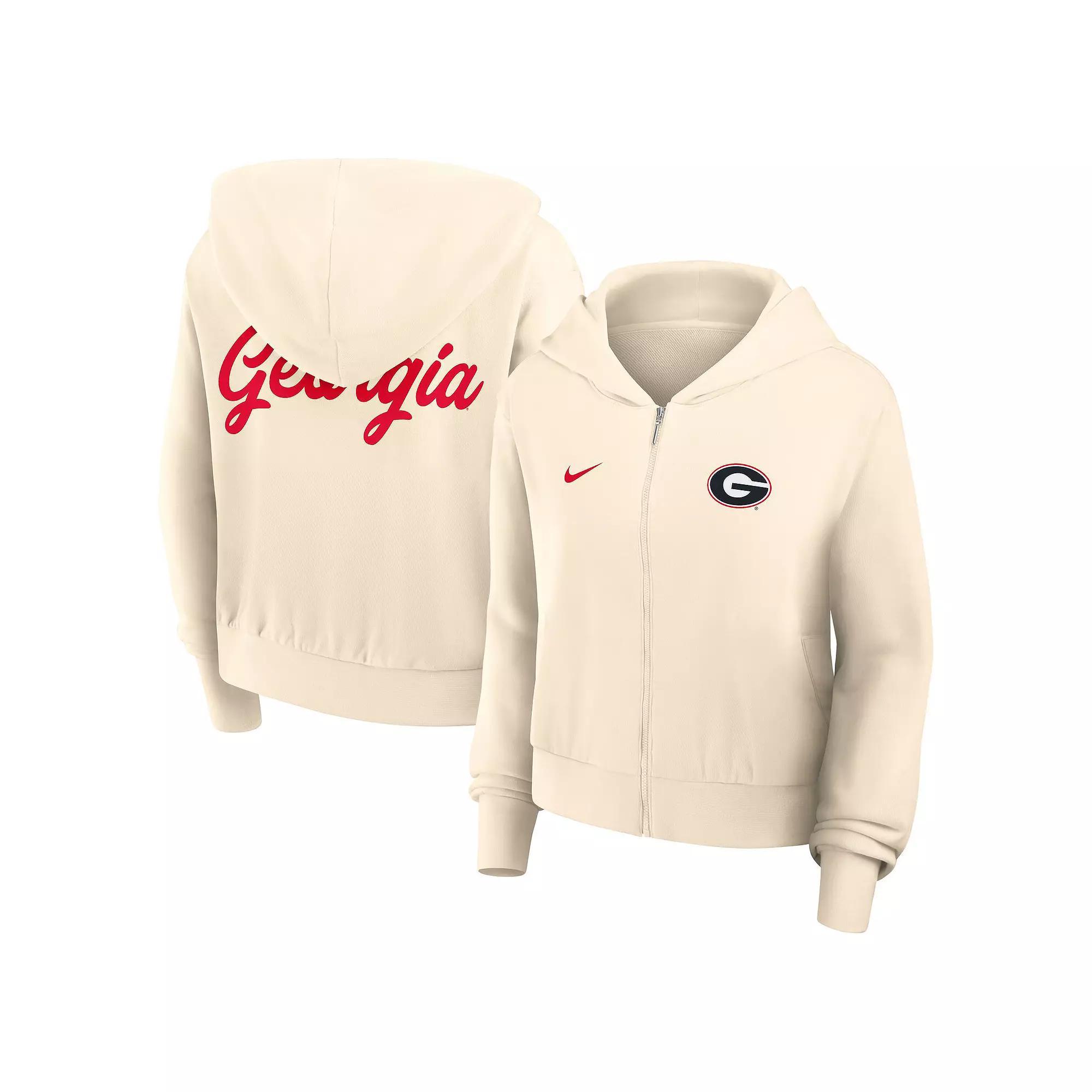Women's Nike Cream Georgia Bulldogs Chill Midi Full-Zip Hoodie, Size: XS, Beige Product Image