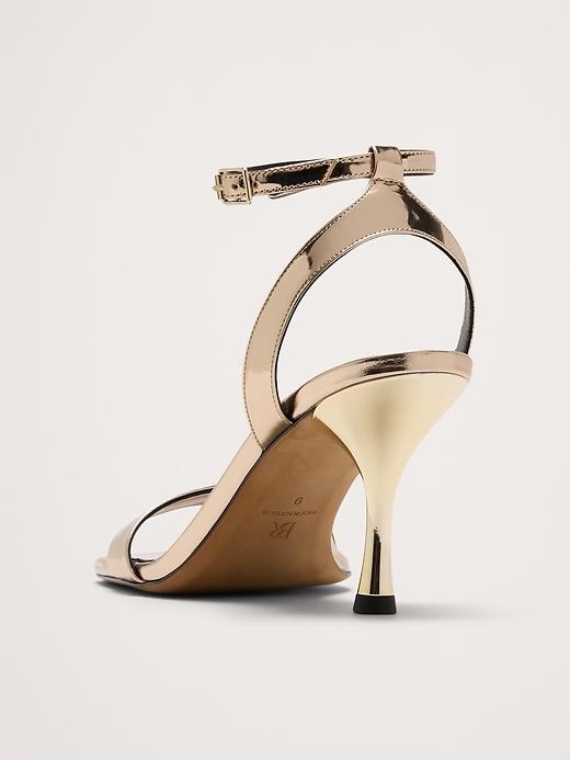 Italian Metallic-Leather Flare-Heel Sandal Product Image
